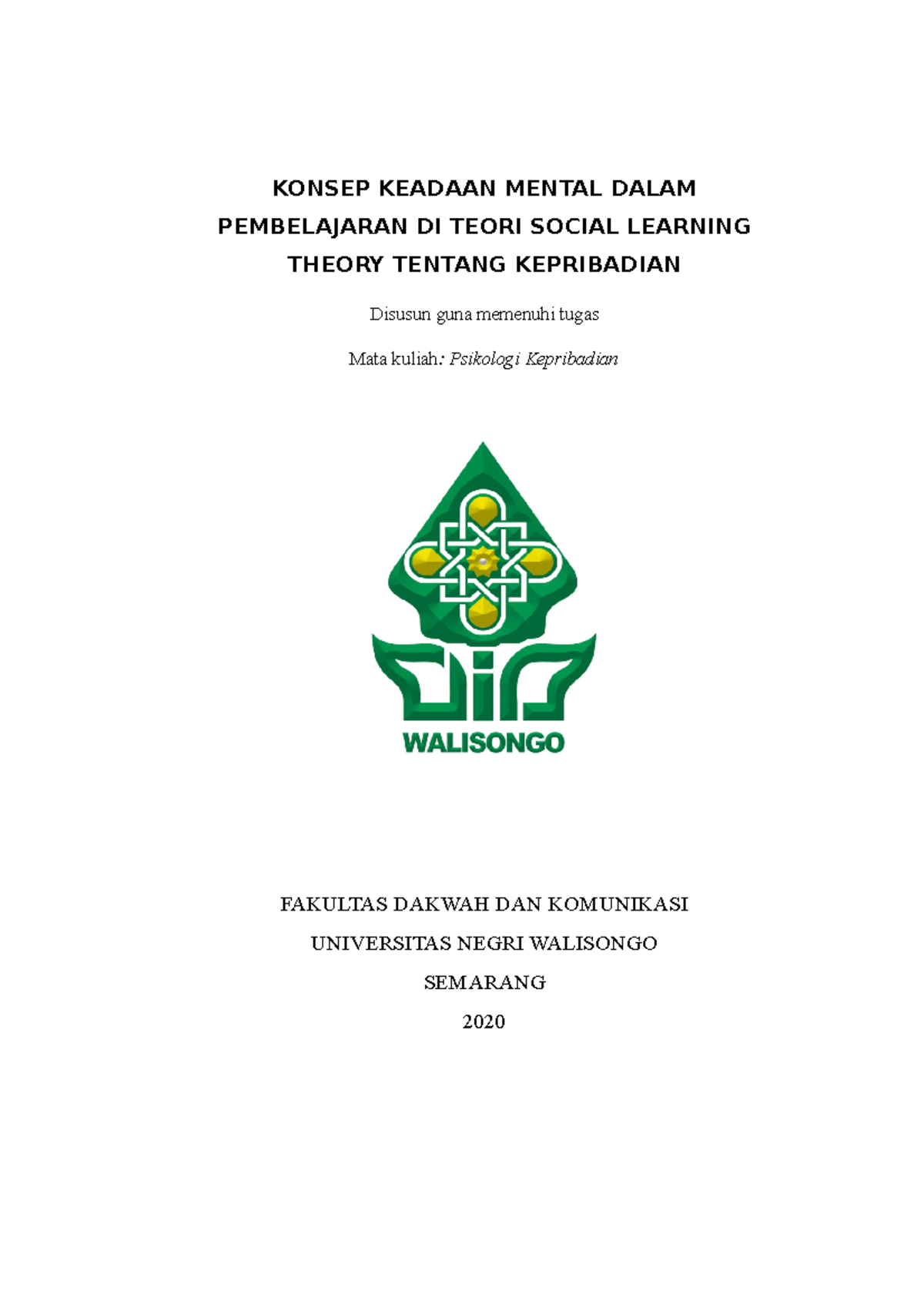 Konsep keadaan mental dalam pembelajaran di teori social learning