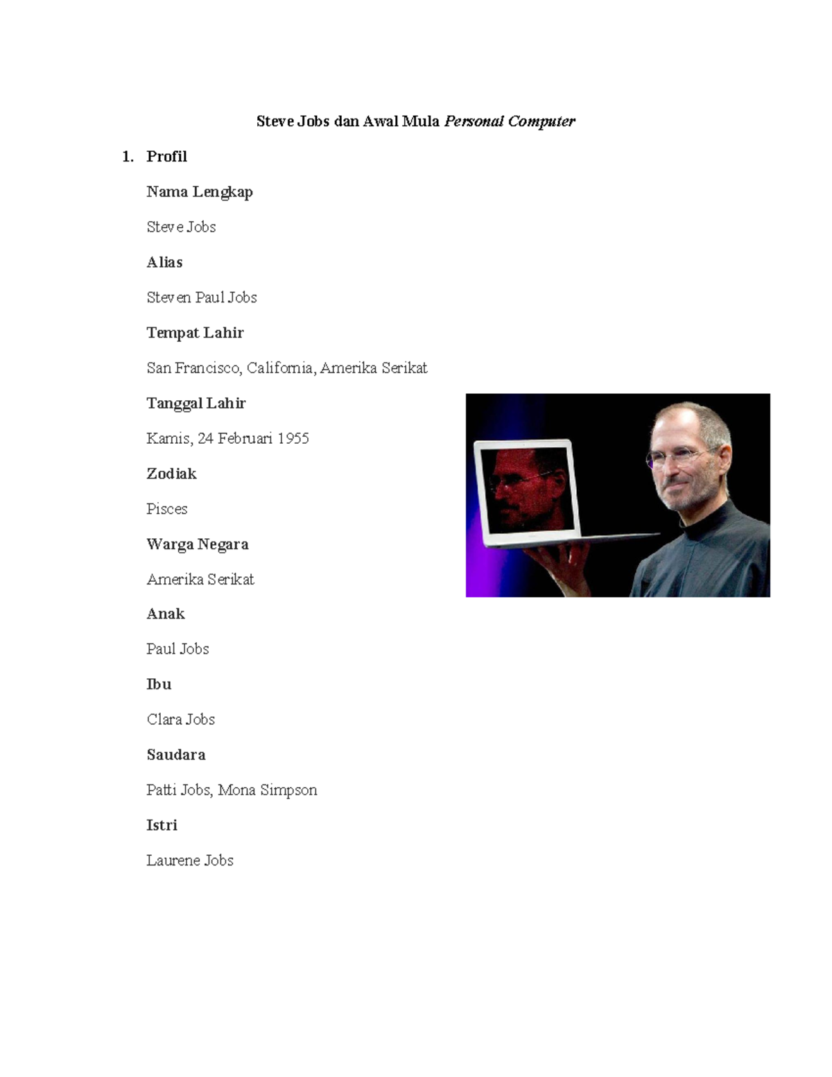 Kelompok 2 - Steven Paul Jobs - Steve Jobs dan Awal Mula Personal ...