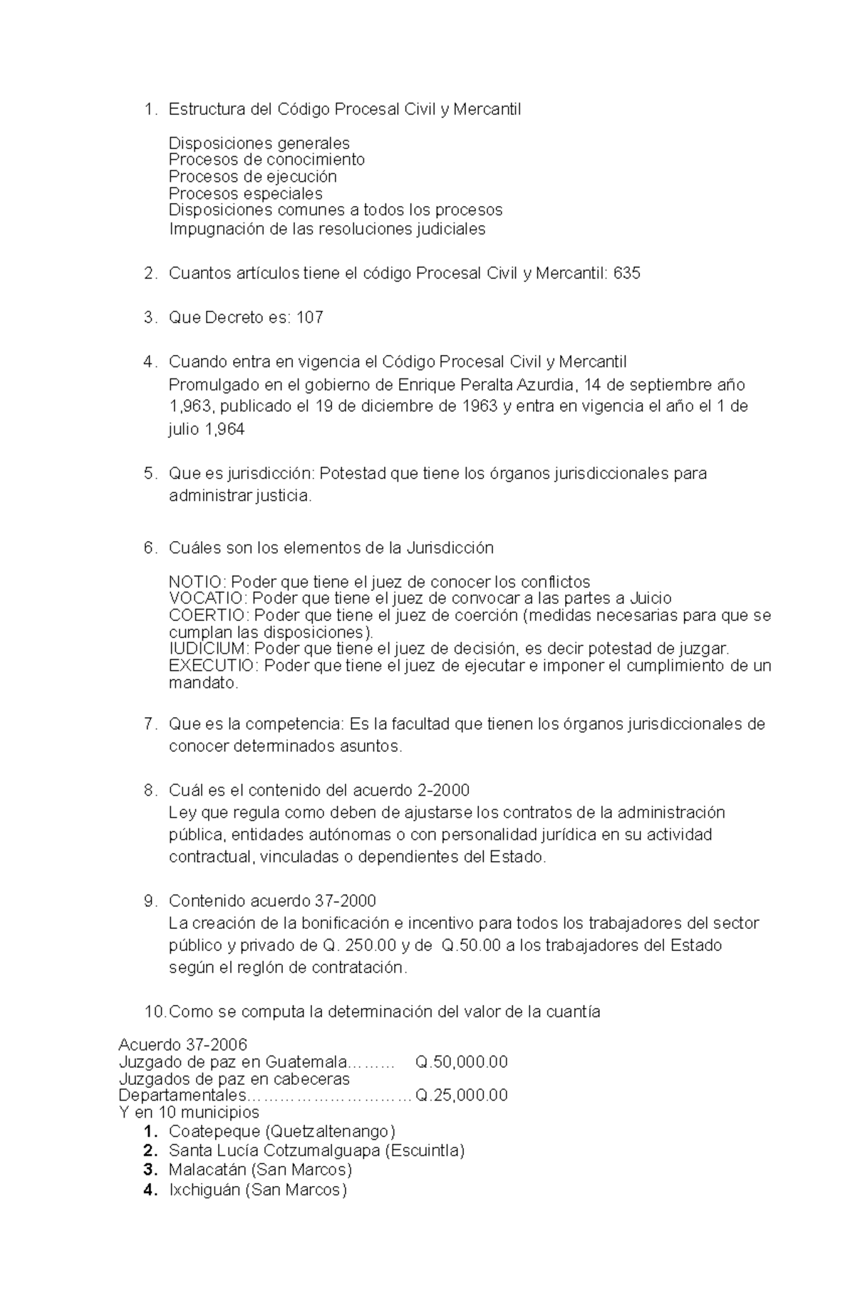 Cuestionario Codigo Procesal Civil Y Mercantil FASE Privada Antigua ...