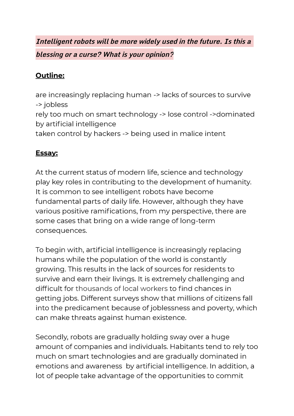 robot essay for ielts