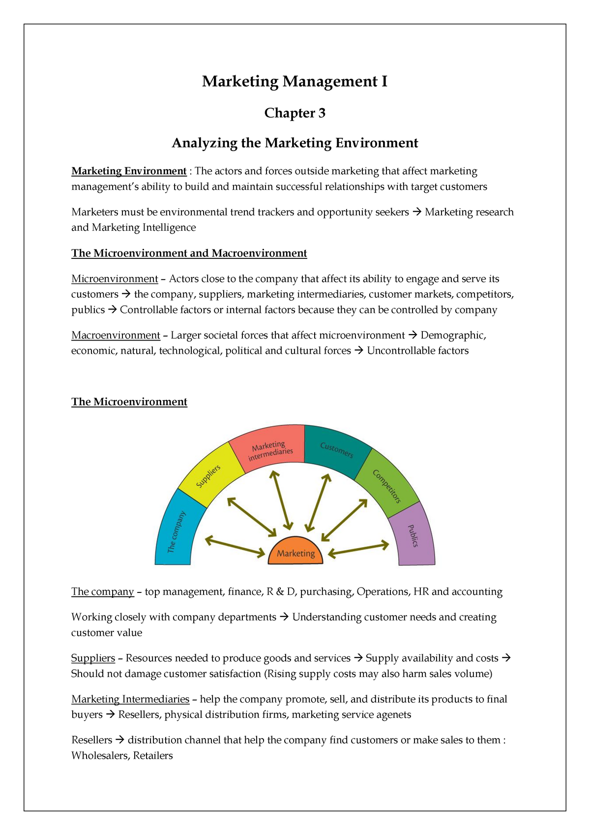 Chapter 3 - Lecture Notes 7-9 - Marketing Management I Chapter 3 ...