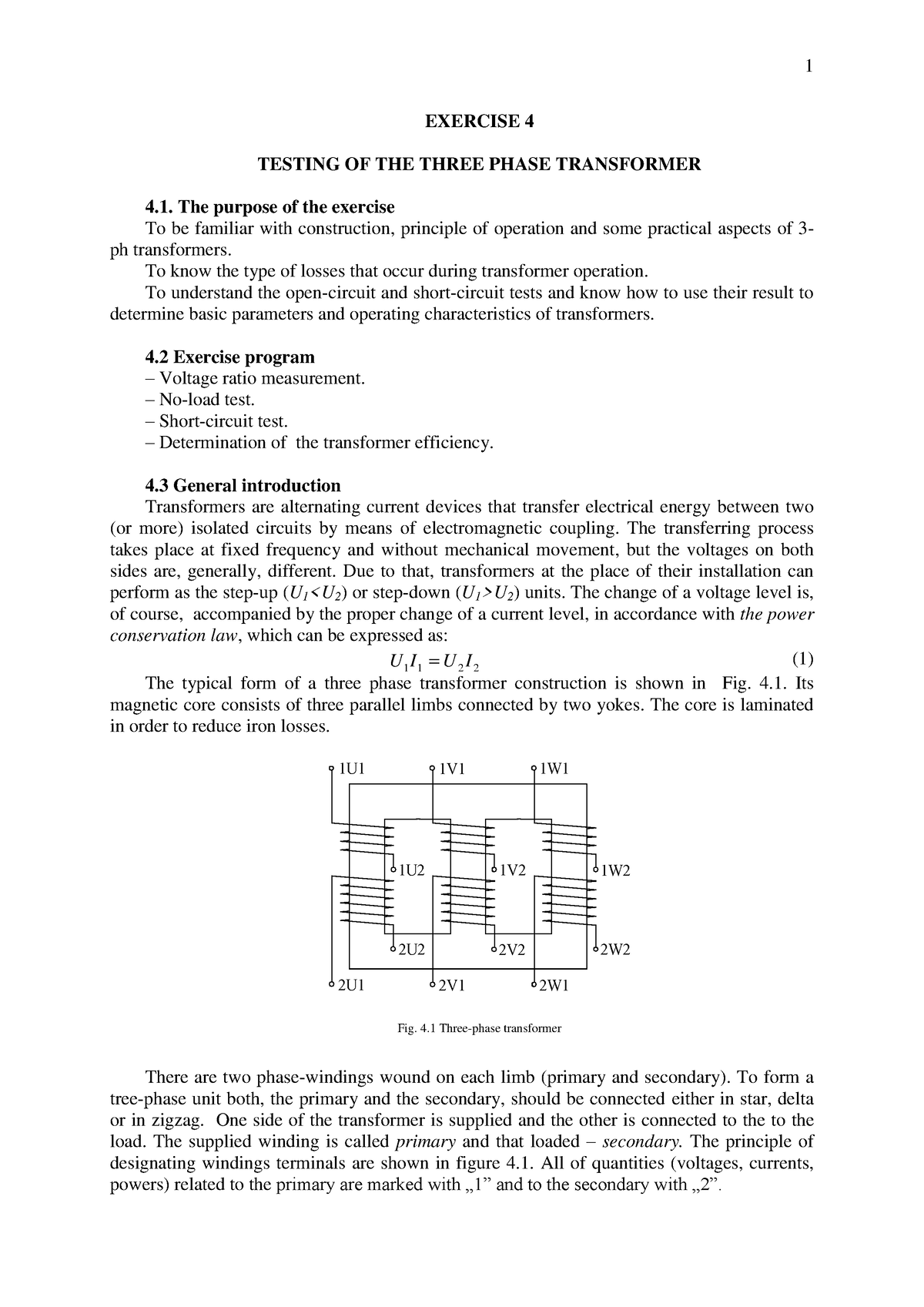 Ex 4 - Exercise Description - EXERCISE 4 TESTING OF THE THREE PHASE ...