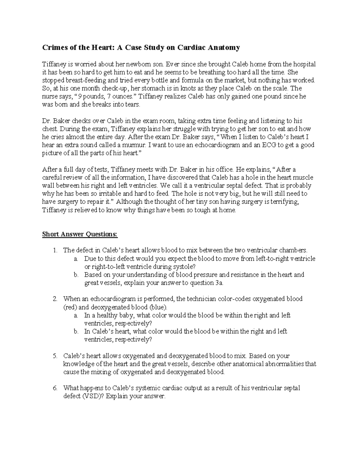 Ch 18 Case Study Heart Crimes of the Heart A Case Study on Cardiac