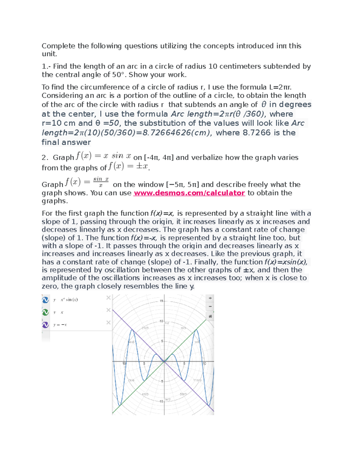 Written assignment 7 math1201 collage algebra - Complete the following ...