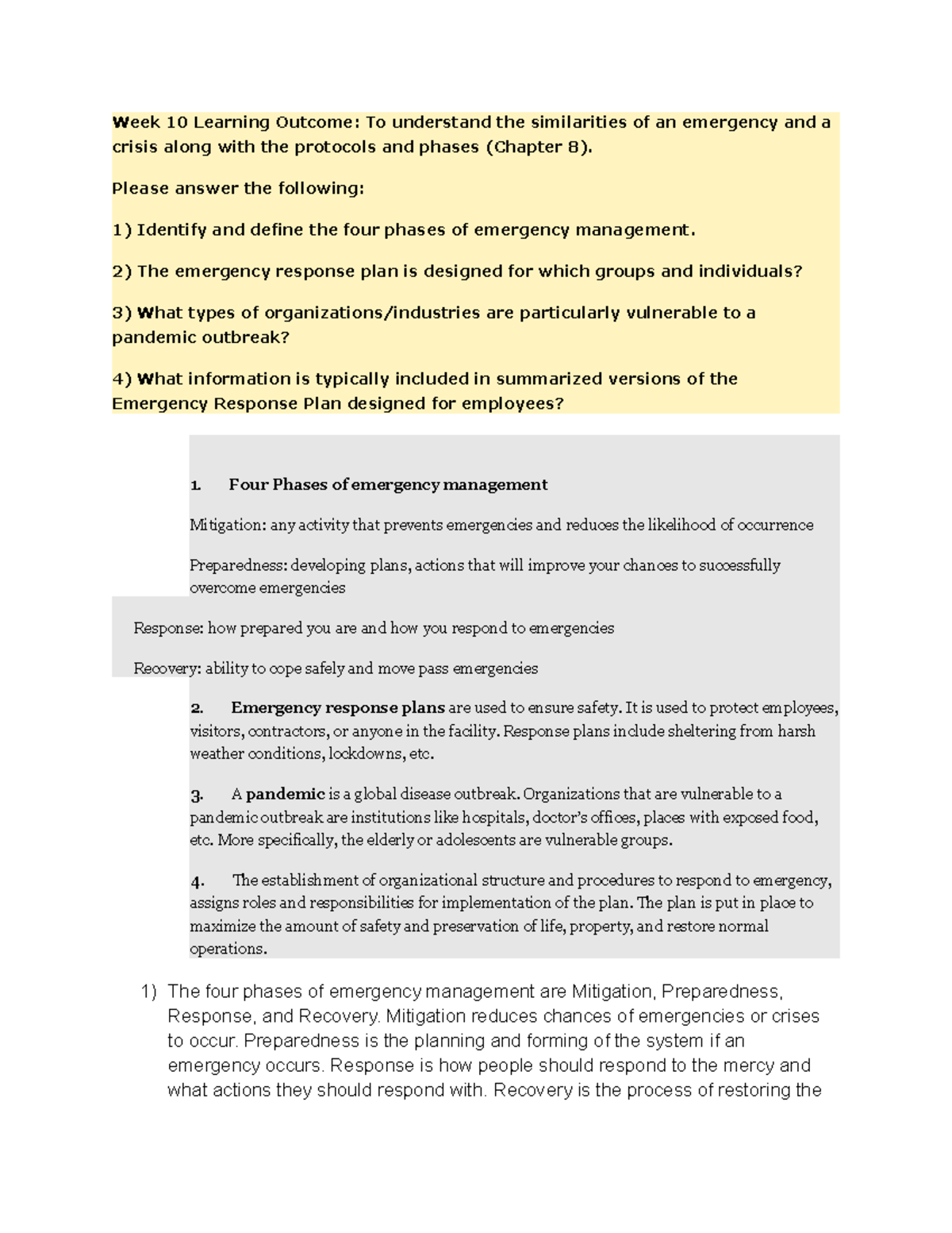 Week 10 Class discussion board assignment Week 10 Learning