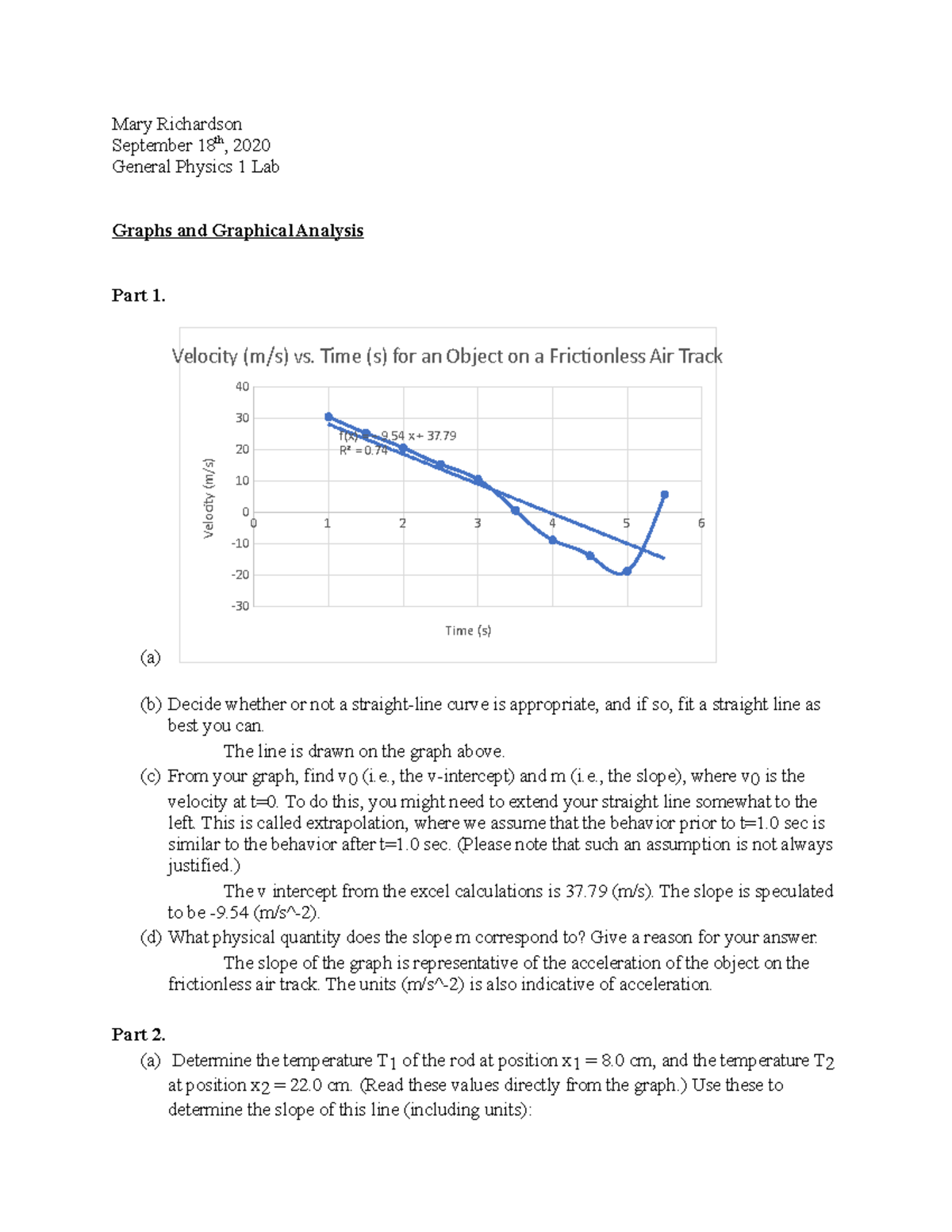 physics homework #5 graphical analysis