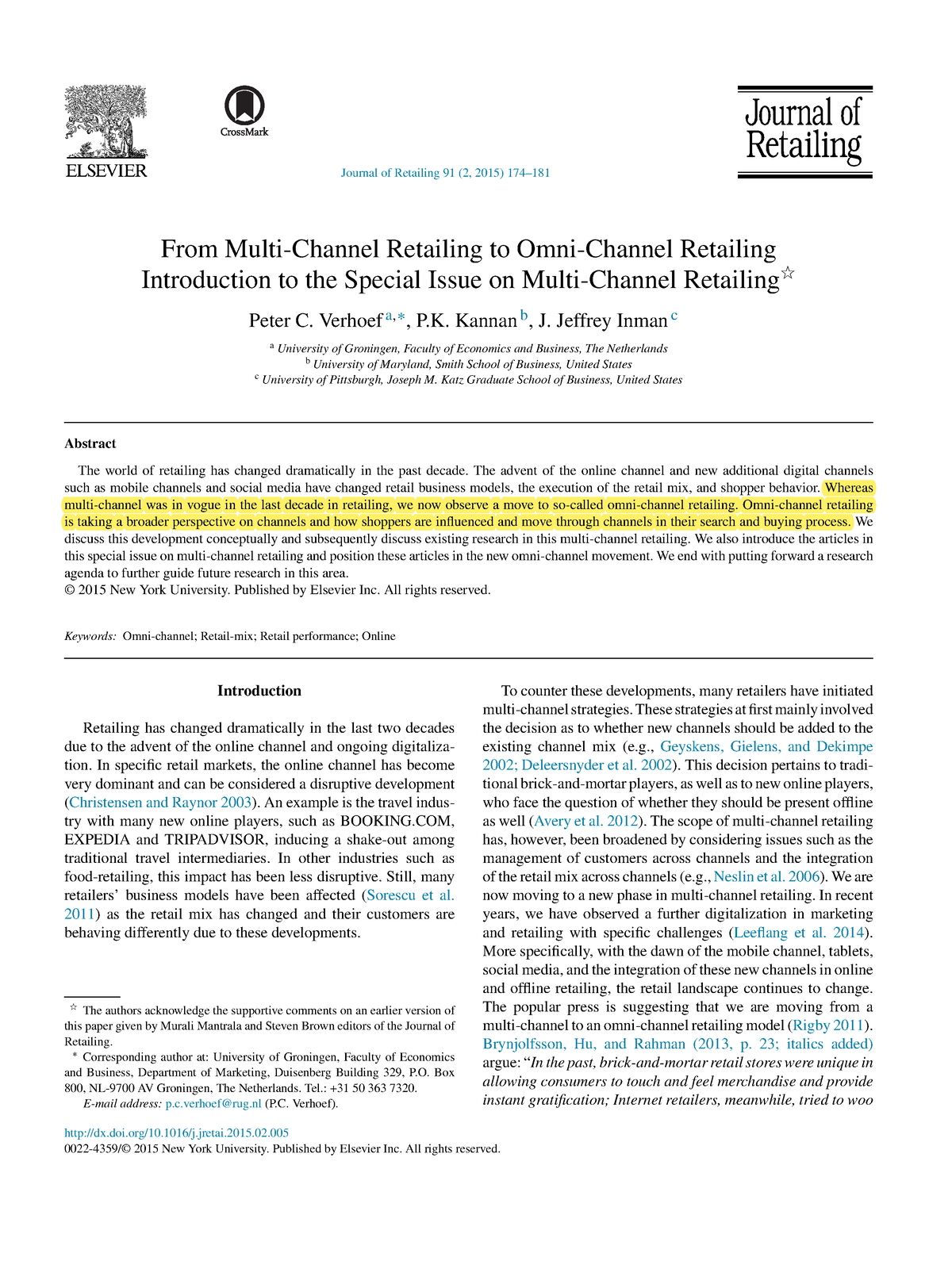 Week 8 From Multi-Channel to Omni-Channel Retailing - Journal of ...