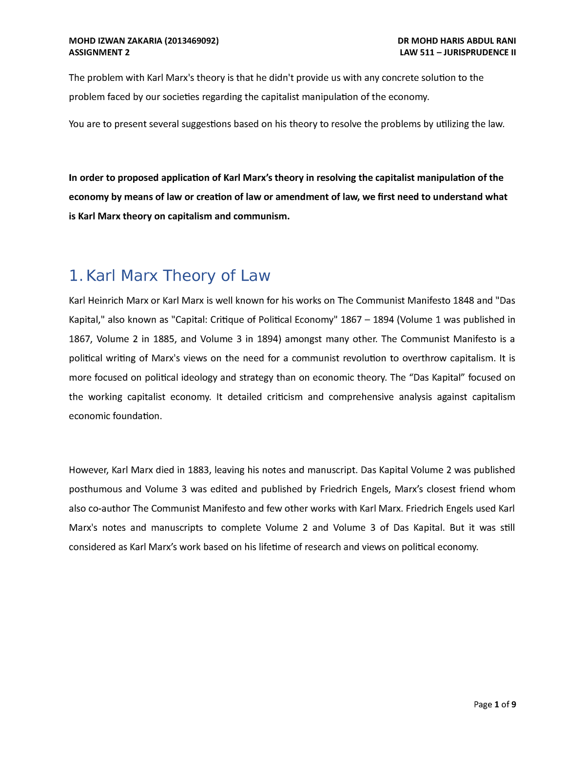 Karl Marx Theory of Law - Law reforms according to Karl Marx ...