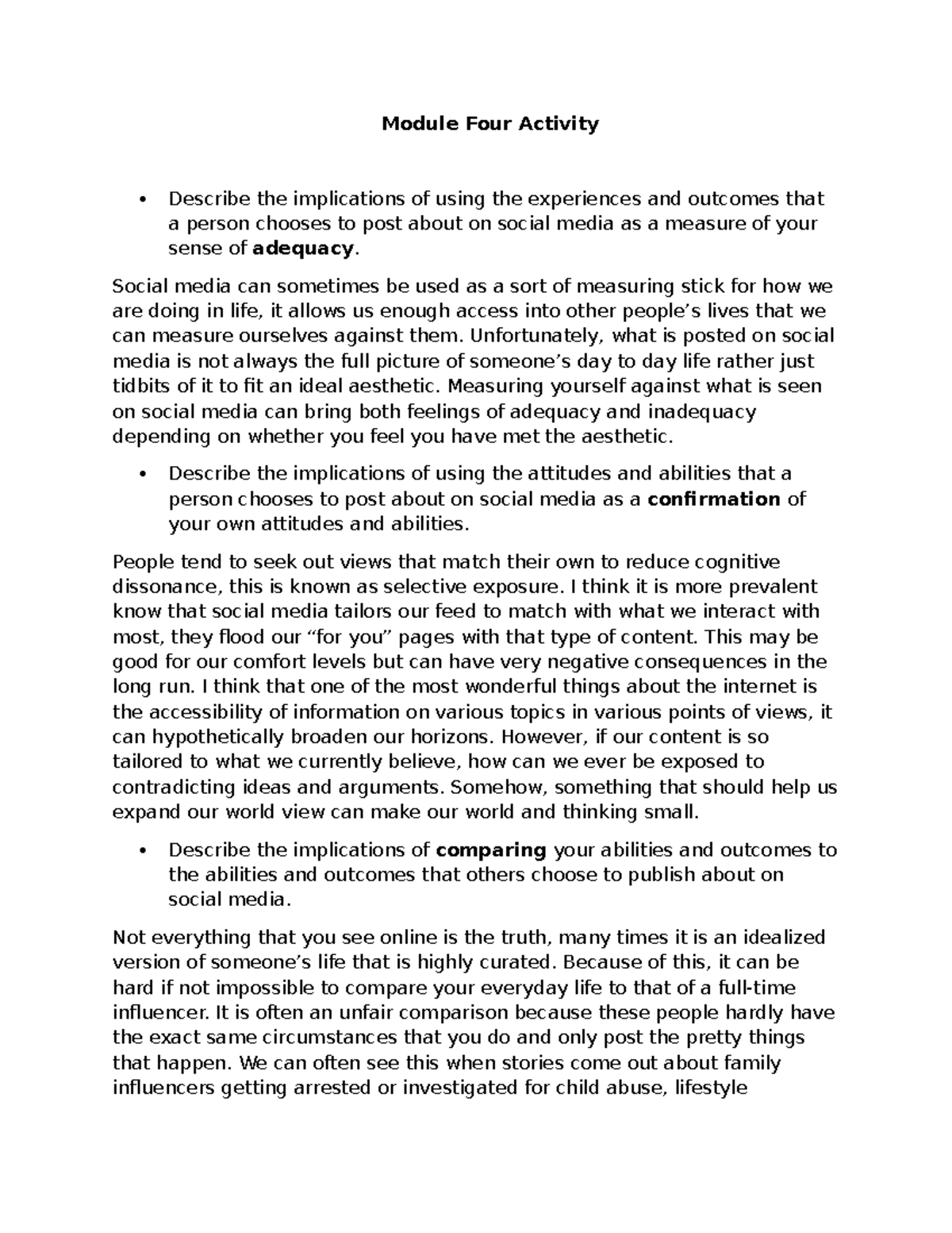 4-2 Activity Journal - Module Four Activity Describe the implications ...