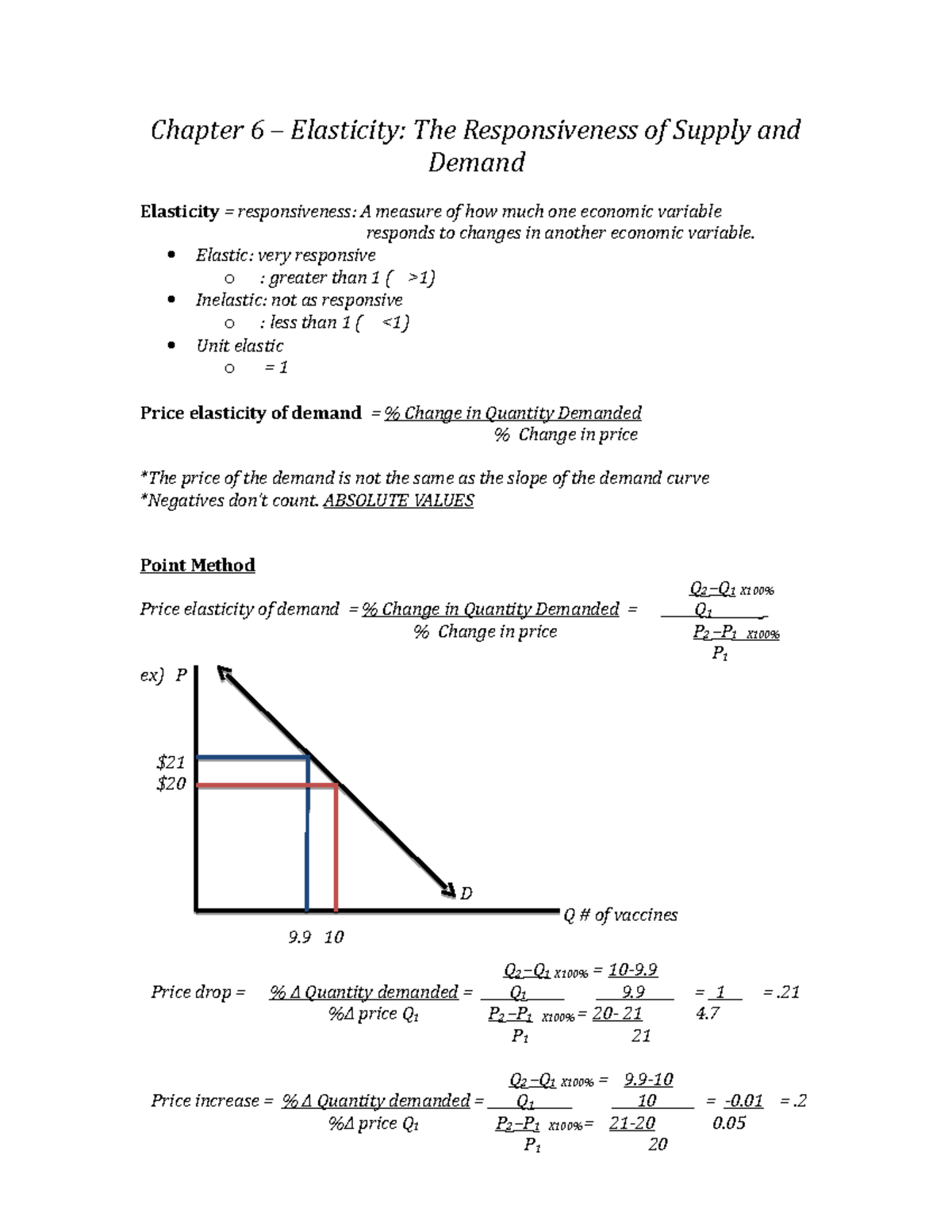 ECON 201 - Chapter 6 & 7 - Chapter 6 – Elasticity: The Responsiveness ...