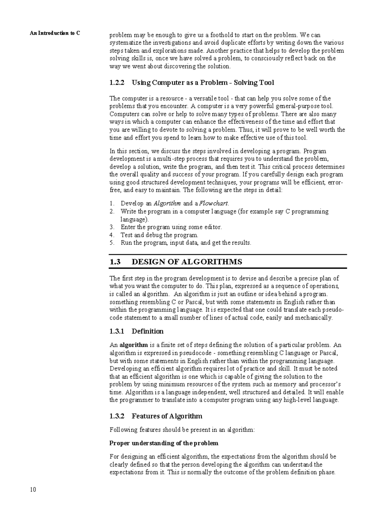 10 - Design of algorithms - 10 An Introduction to C problem may be ...