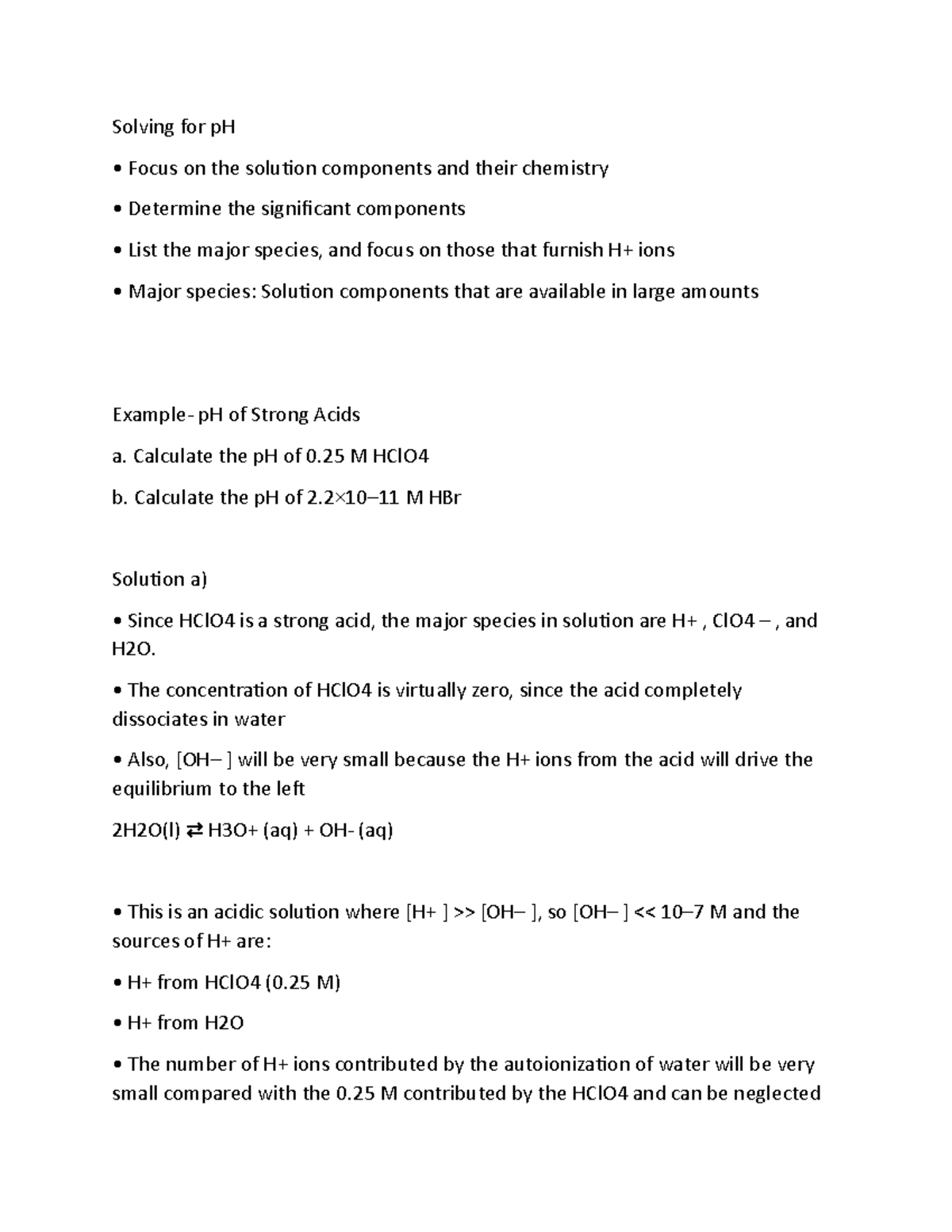 87 - Solving for p H - Calculation Finding pH - Solving for pH Focus on ...