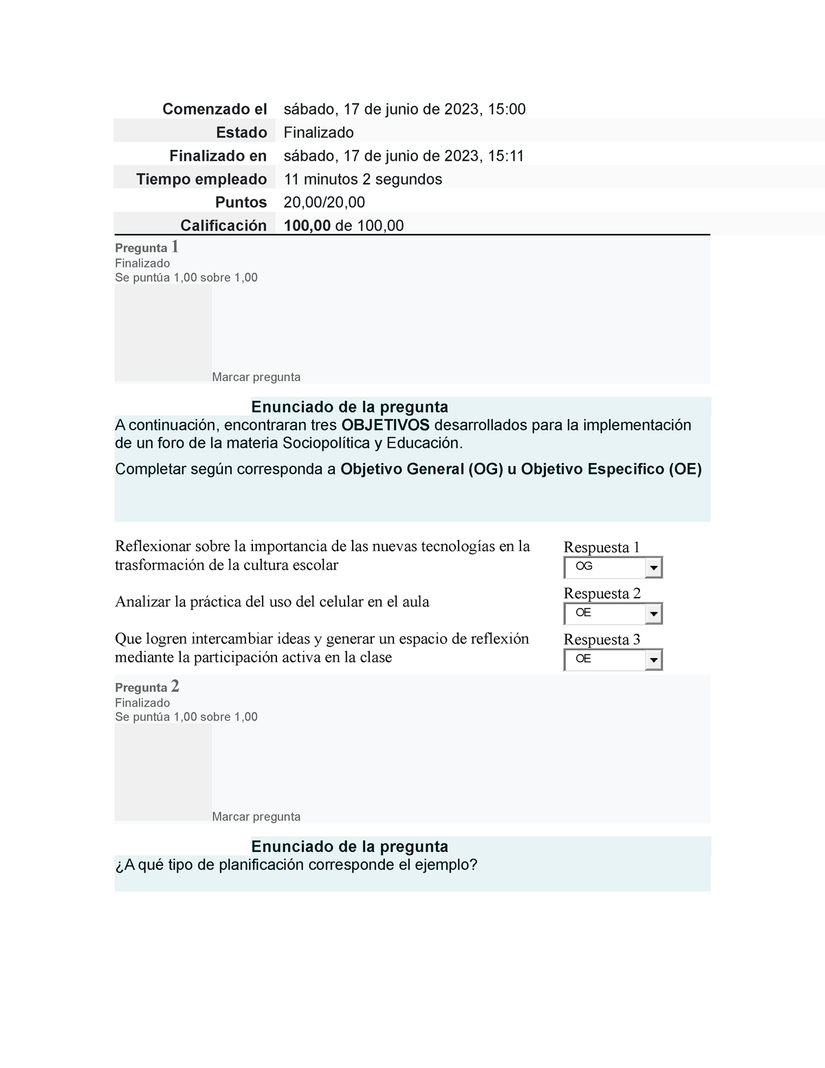 Examen de didactica y curriculum - Comenzado el sábado, 17 de junio de ...