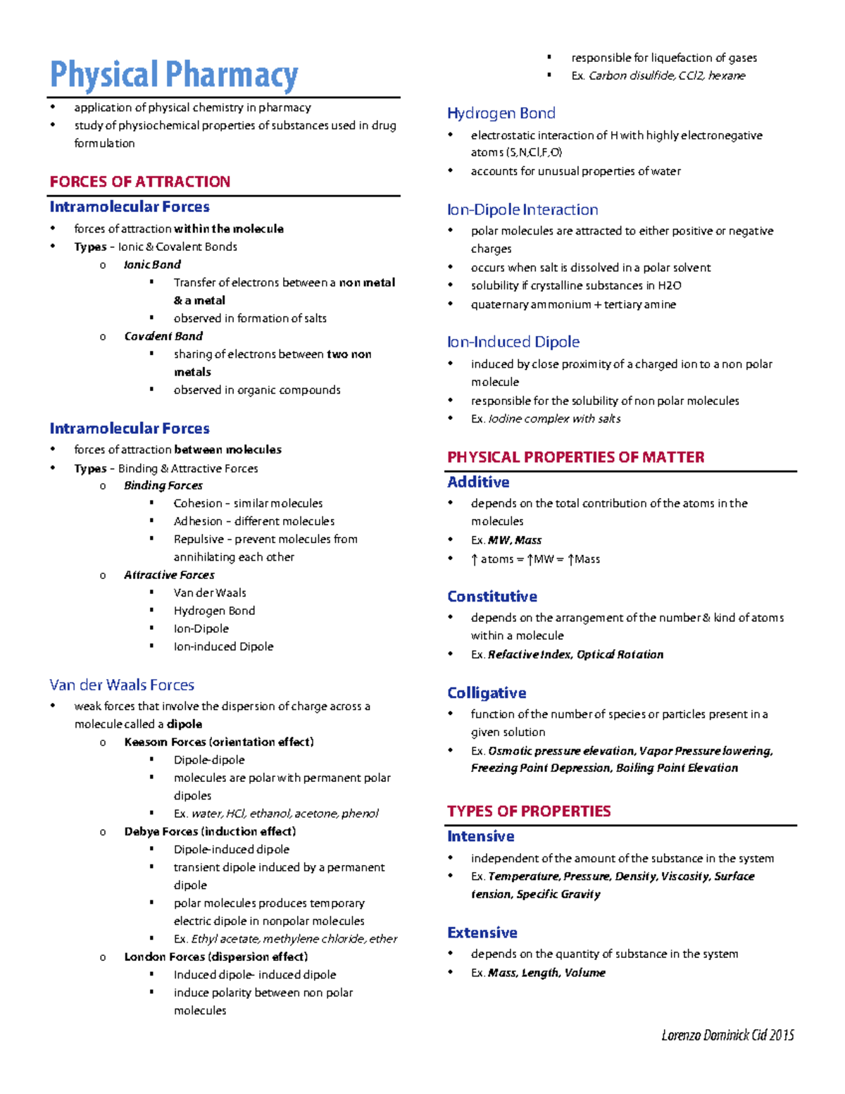 Physical Pharmacy Notes Physical Pharmacy application of physical