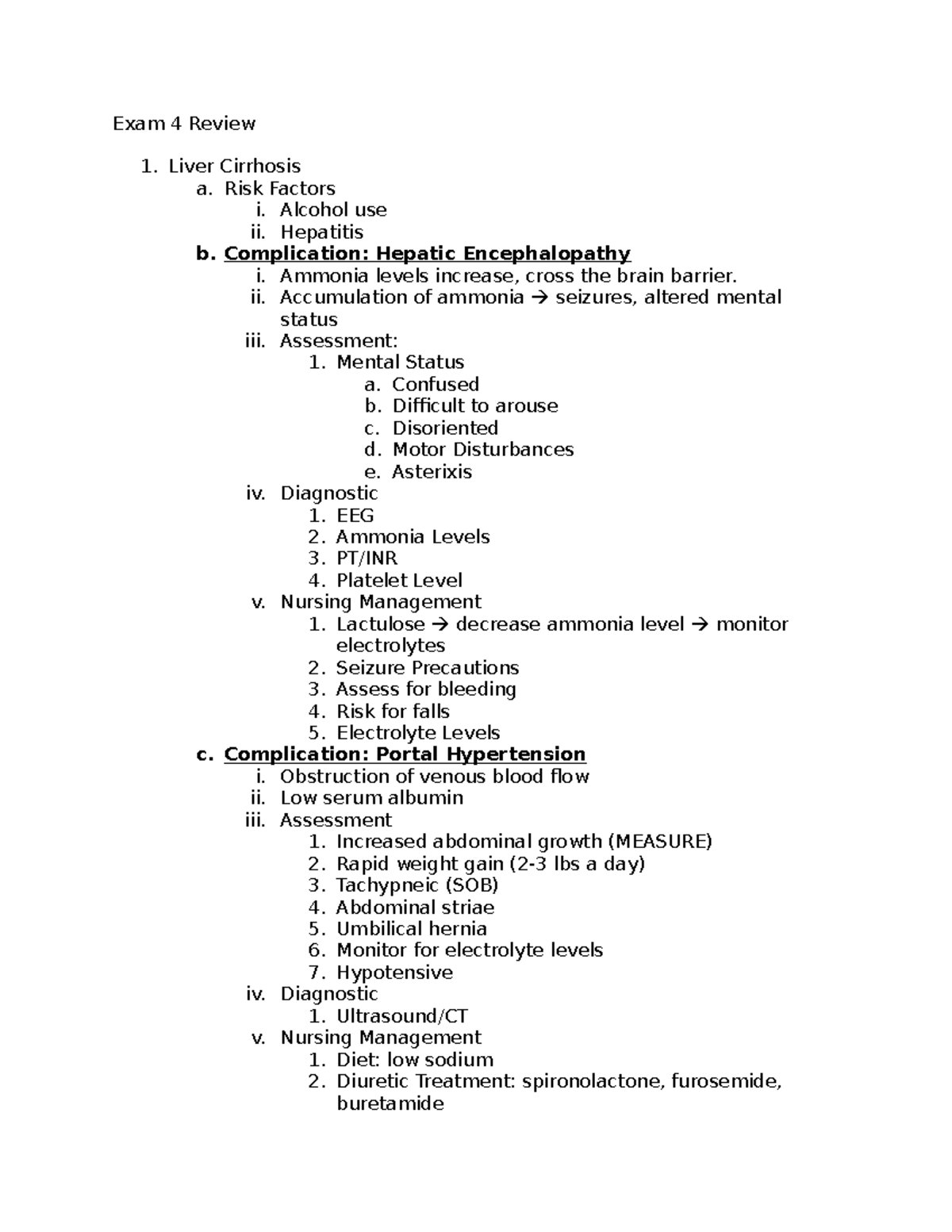 Exam 4 Review - Notes on shock, trauma, burns, and hepatic. - Exam 4 ...