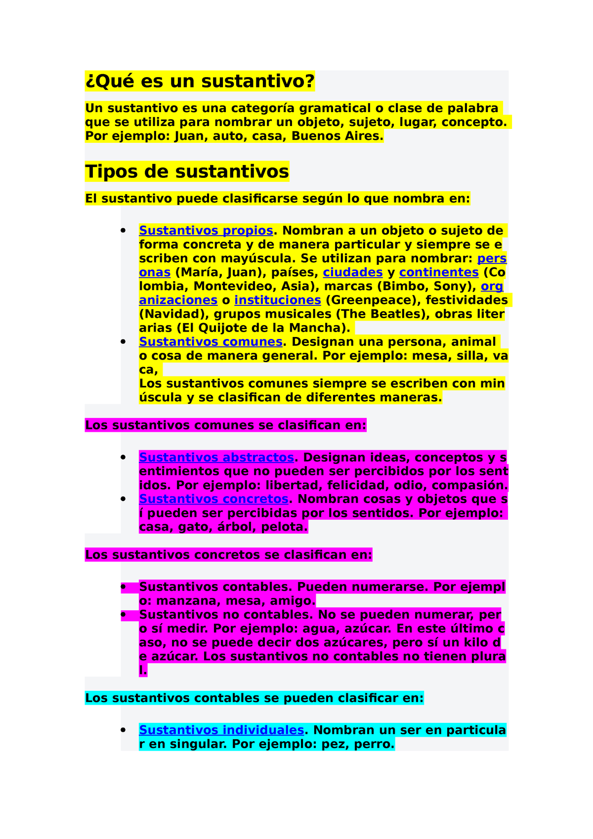 Sustantivos Qu Es Un Sustantivo Un Sustantivo Es Una Categor A