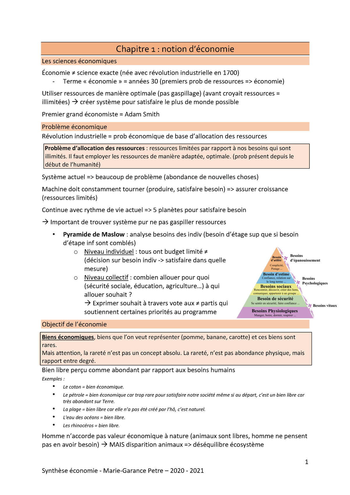 Synthèse économie Complète - Economie : éducation, Santé Et Travail ...