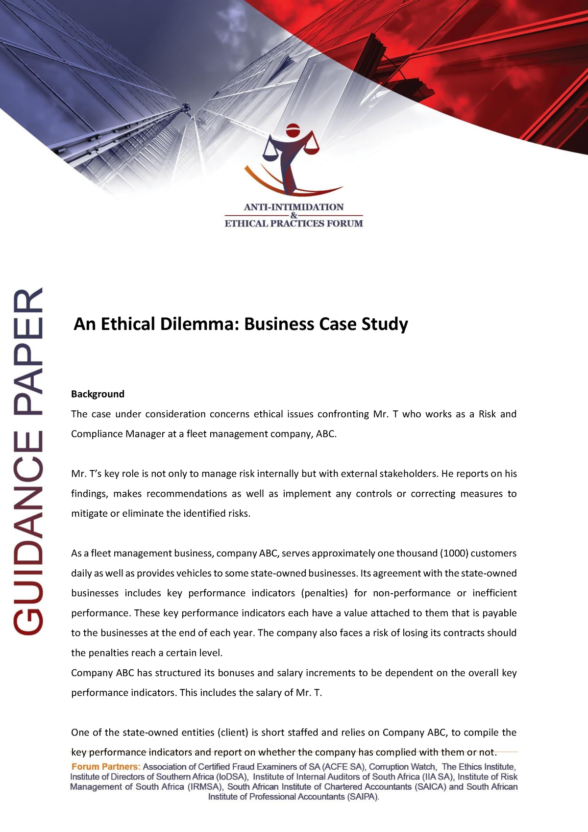 ethical dilemma case study examples business