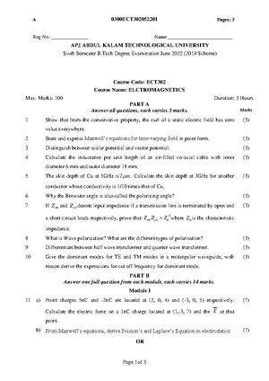 ECT205 Network Theory Question Paper,2019 Scheme - D Reg No ...