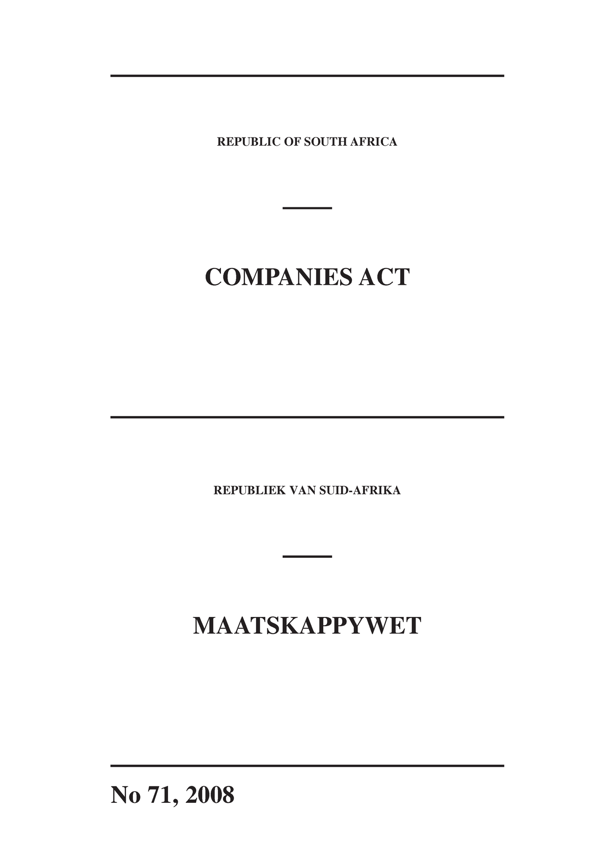 Companies Act 71 Of 2008 REPUBLIC OF SOUTH AFRICA COMPANIES ACT   Thumb 1200 1698 