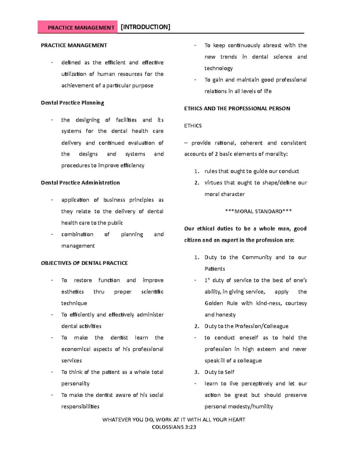 Practice Management Introduction PRACTICE MANAGEMENT Defined As The