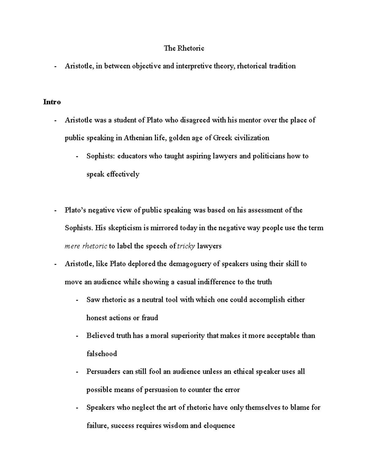 Chapter 17 The Rhetoric - The Rhetoric Aristotle, in between objective ...