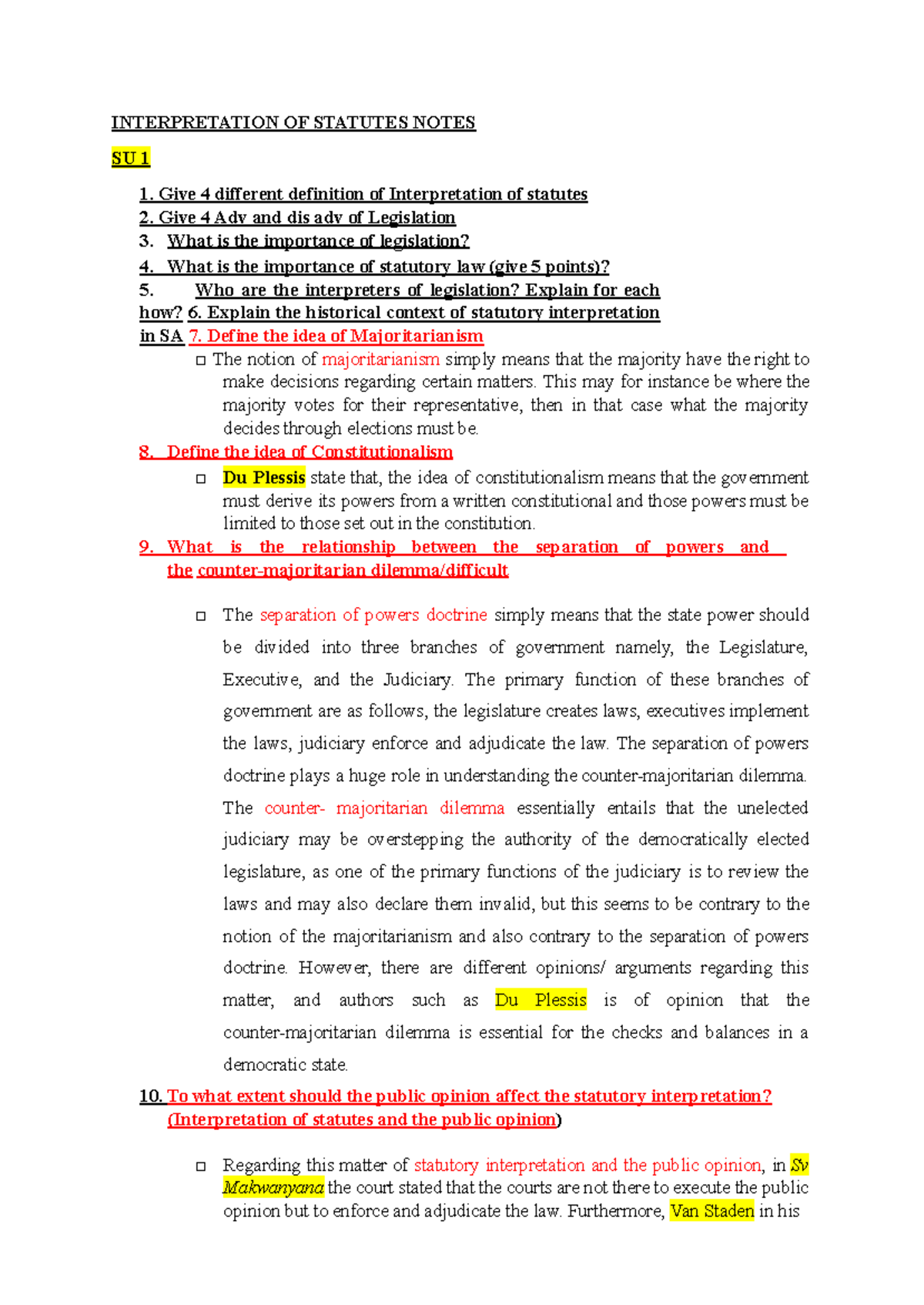 Interp 1.DOC (1) notes INTERPRETATION OF STATUTES NOTES SU 1 Give 4