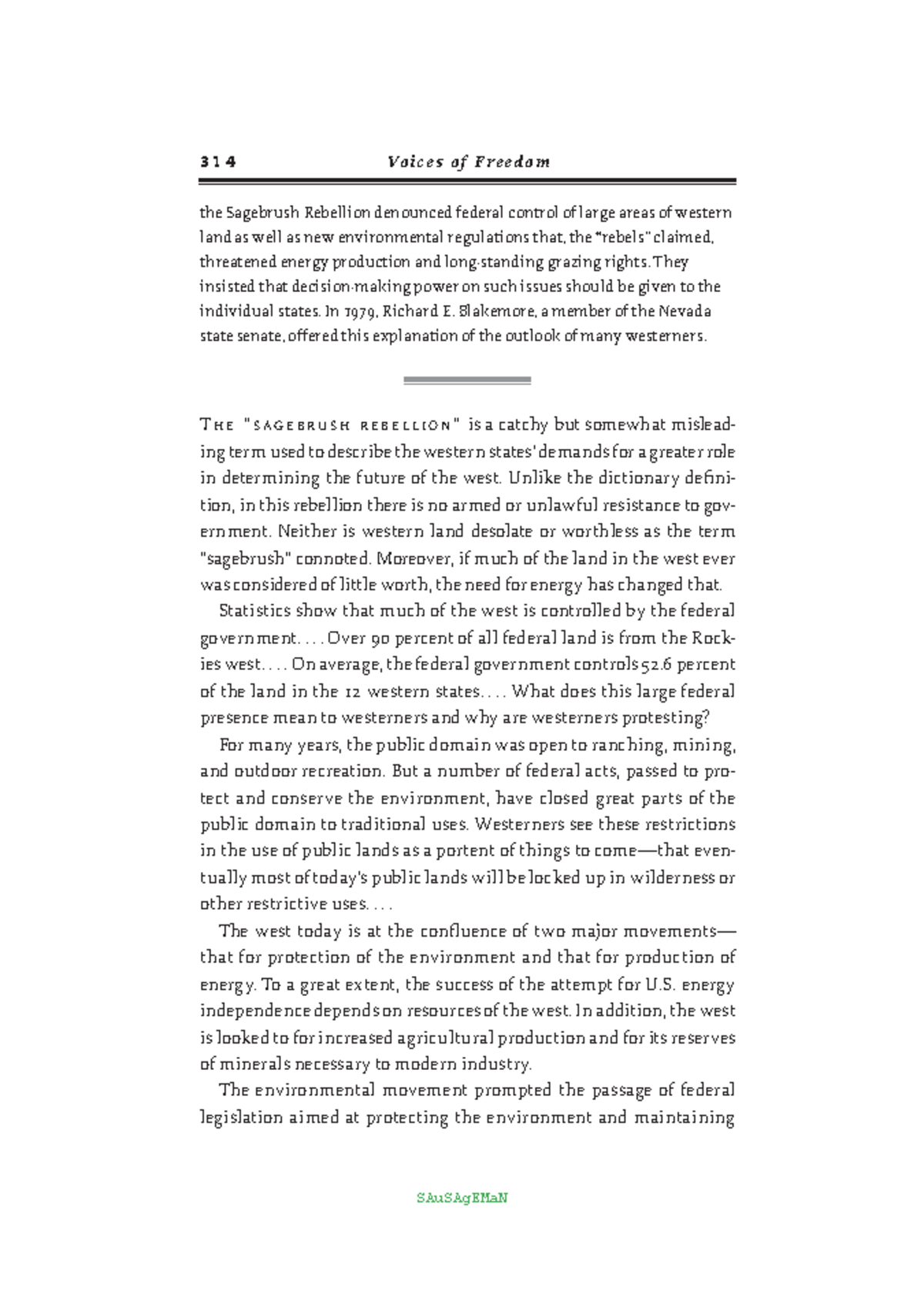 The Sagebrush Rebellion (1979) 3 1 4 Vo i c e s o f F r e e d o m the