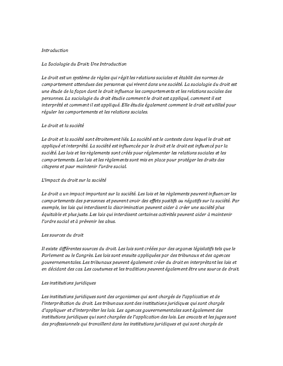 The Sociology of Law Notes de cours - Introduction La Sociologie du ...