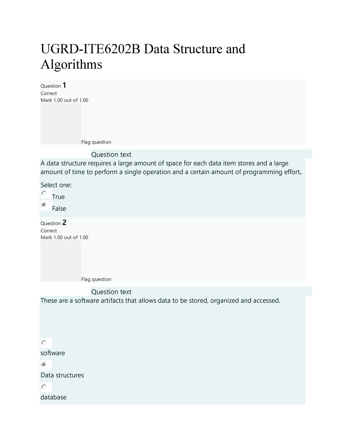 UGRD-ITE6202B Data Structure And Algorithms EXAM Answers - UGRD ...