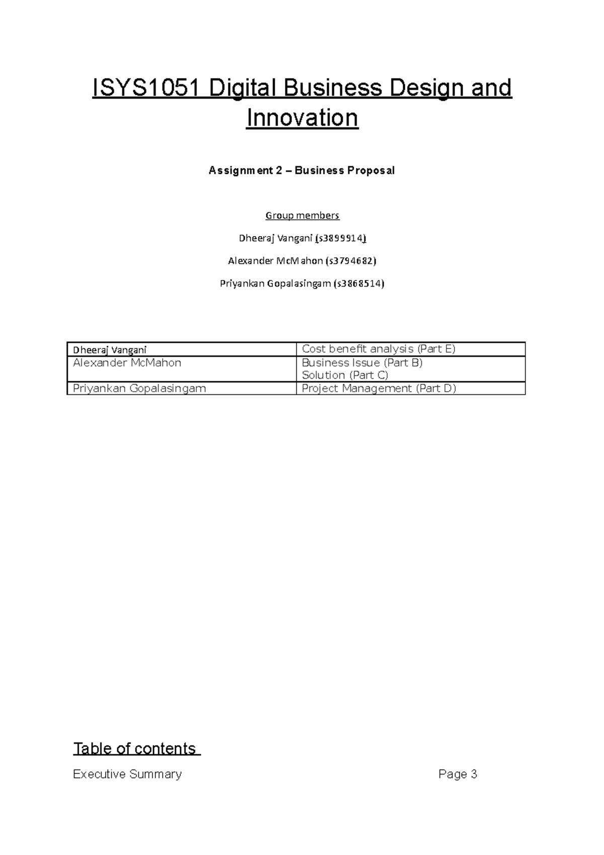 business proposal for assignment