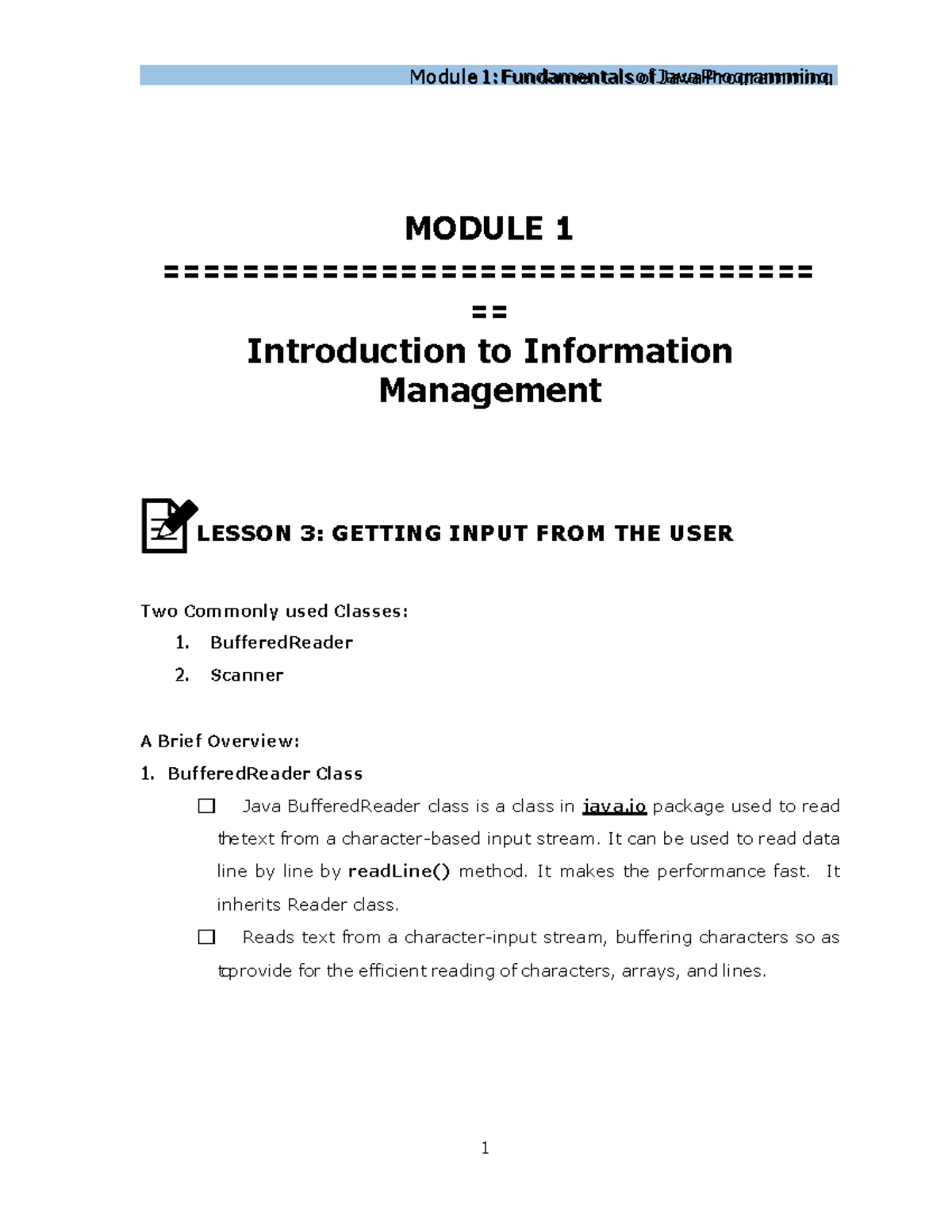Getting Input FROM THE USER - Module 1: Fundamentals of Java ...