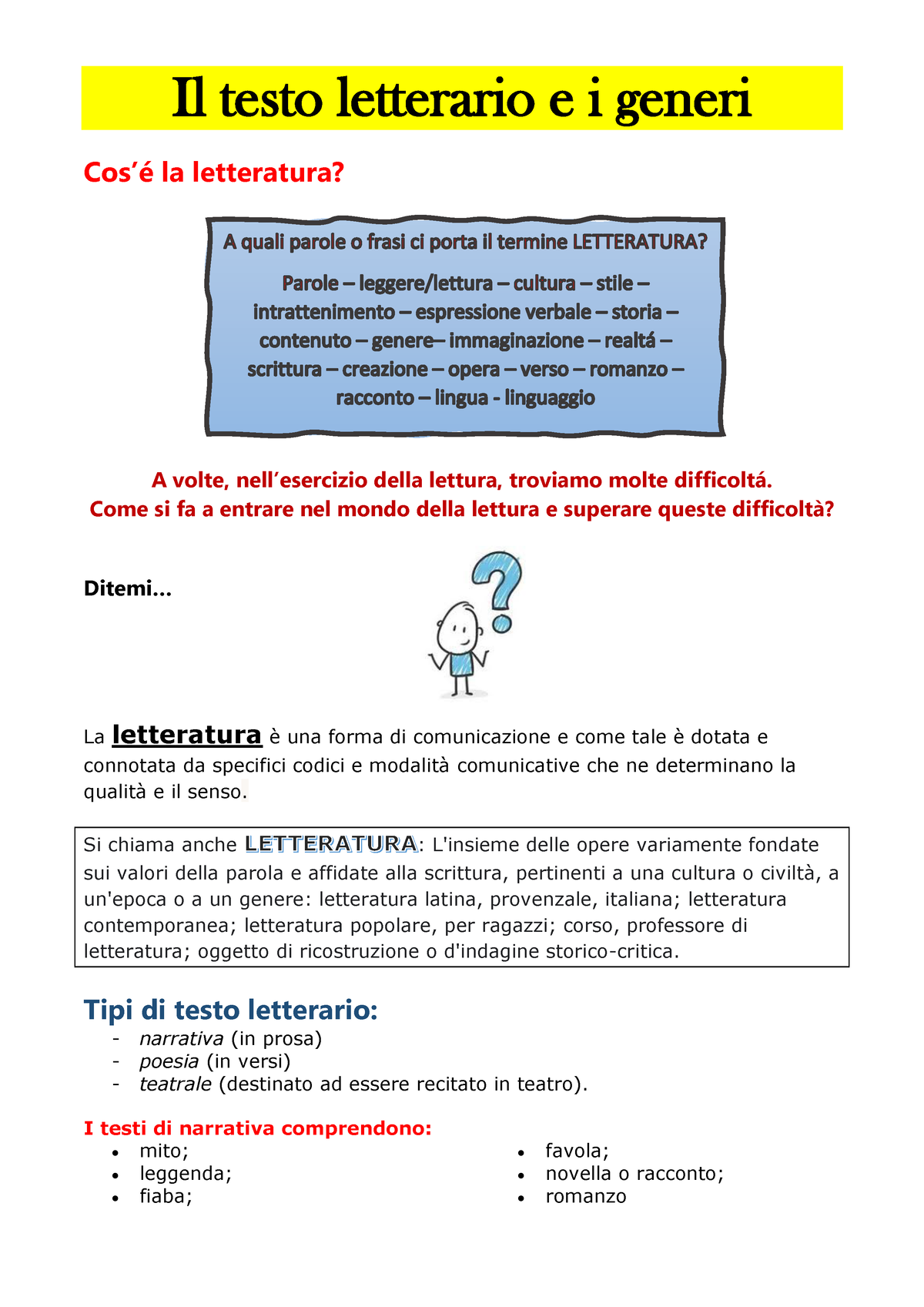 Il Testo Letterario E I Generi - Il Testo Letterario E I Generi Cos’é ...