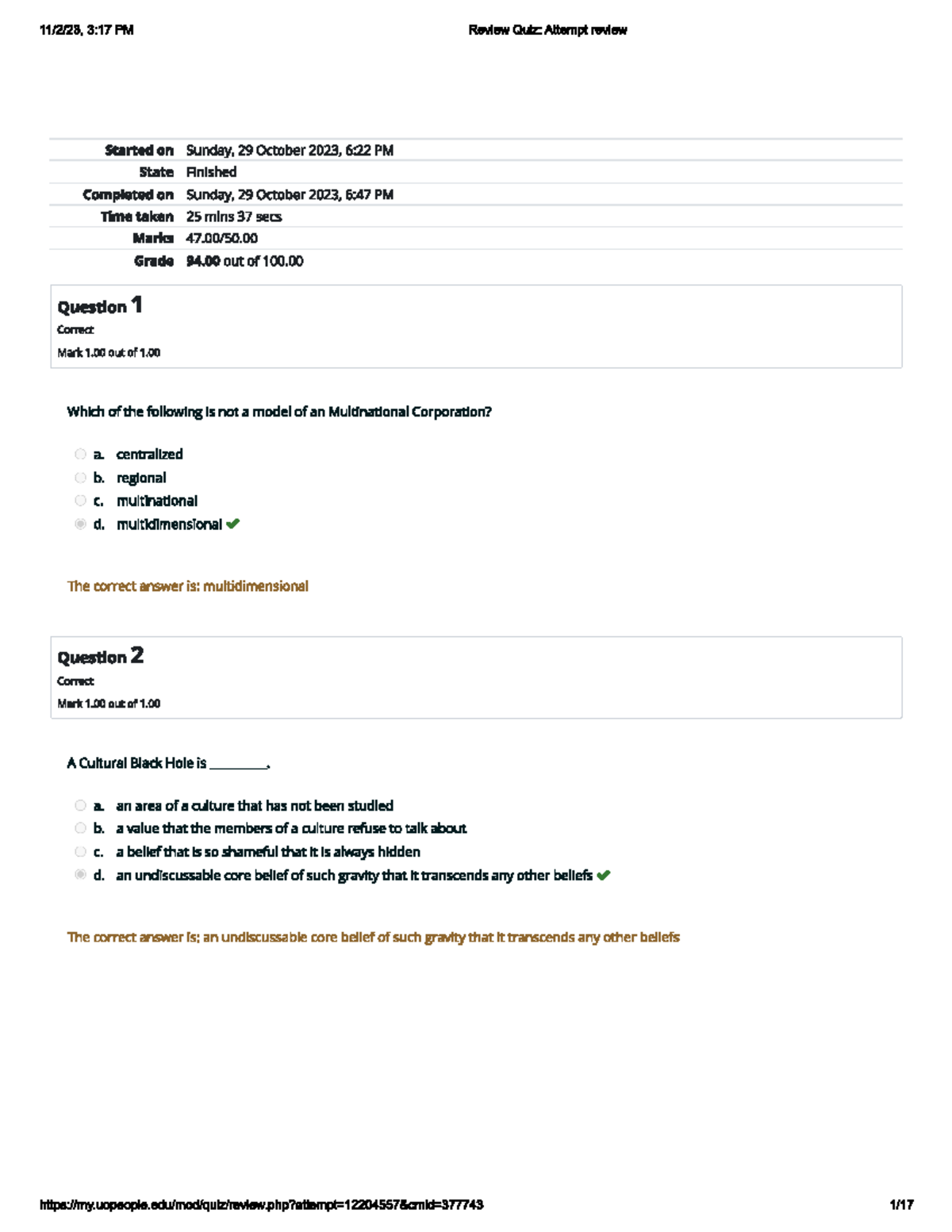 BUS 2207 Review Quiz attempt 1 - 3:17 PM Review Quiz: Attempt review ...