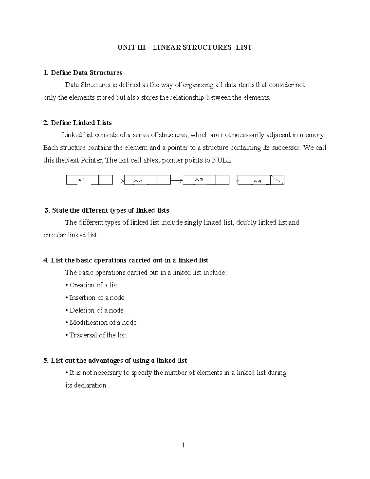 Data structures-2- Marks-WITH- Answer - UNIT III – LINEAR STRUCTURES ...