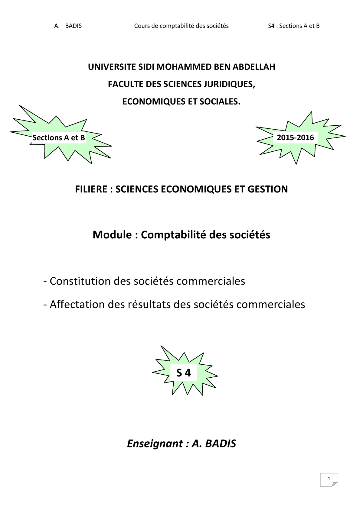 Cour 2 Compta Des Scié S4 - UNIVERSITE SIDI MOHAMMED BEN ABDELLAH ...