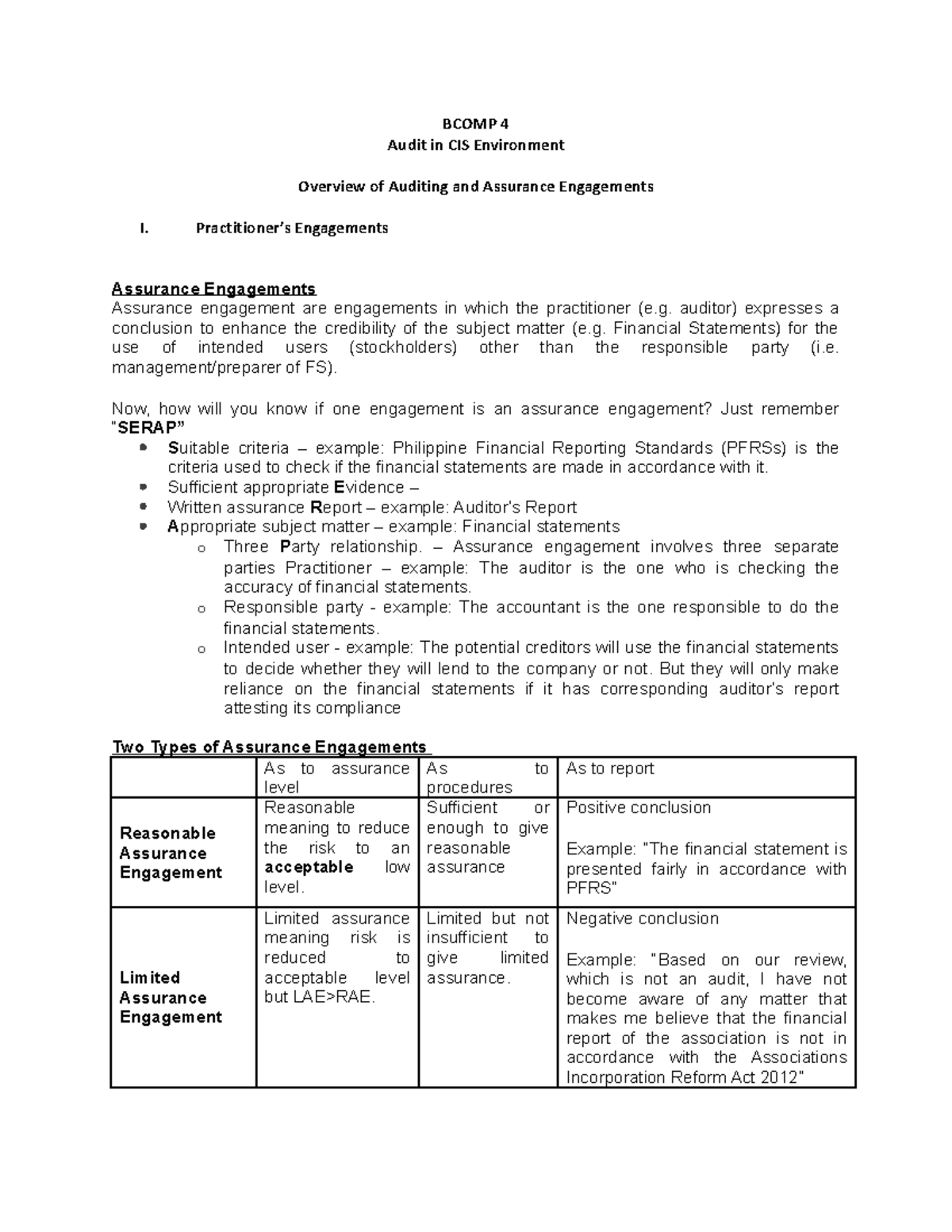 Bcomp 1-13 - prelim examination - BCOMP 4 Audit in CIS Environment ...