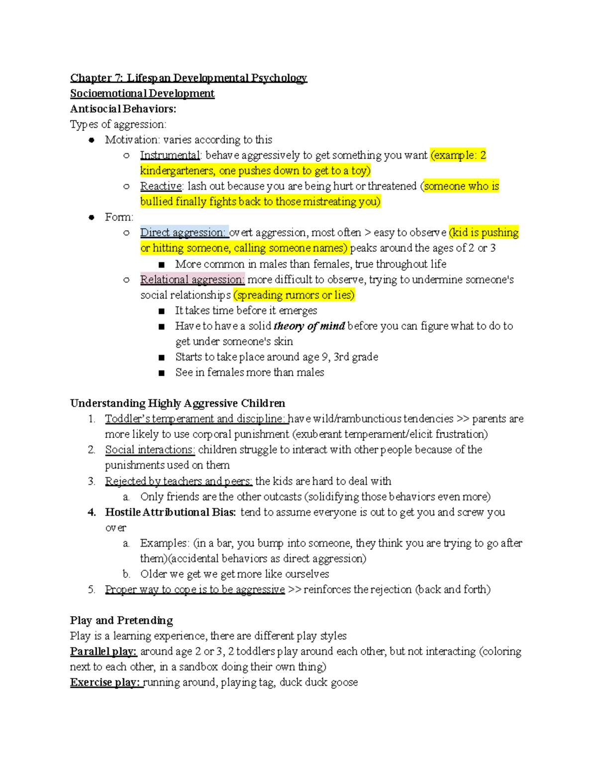 Lifespan Developmental Psychology Chapter 7 Notes - Chapter 7: Lifespan ...