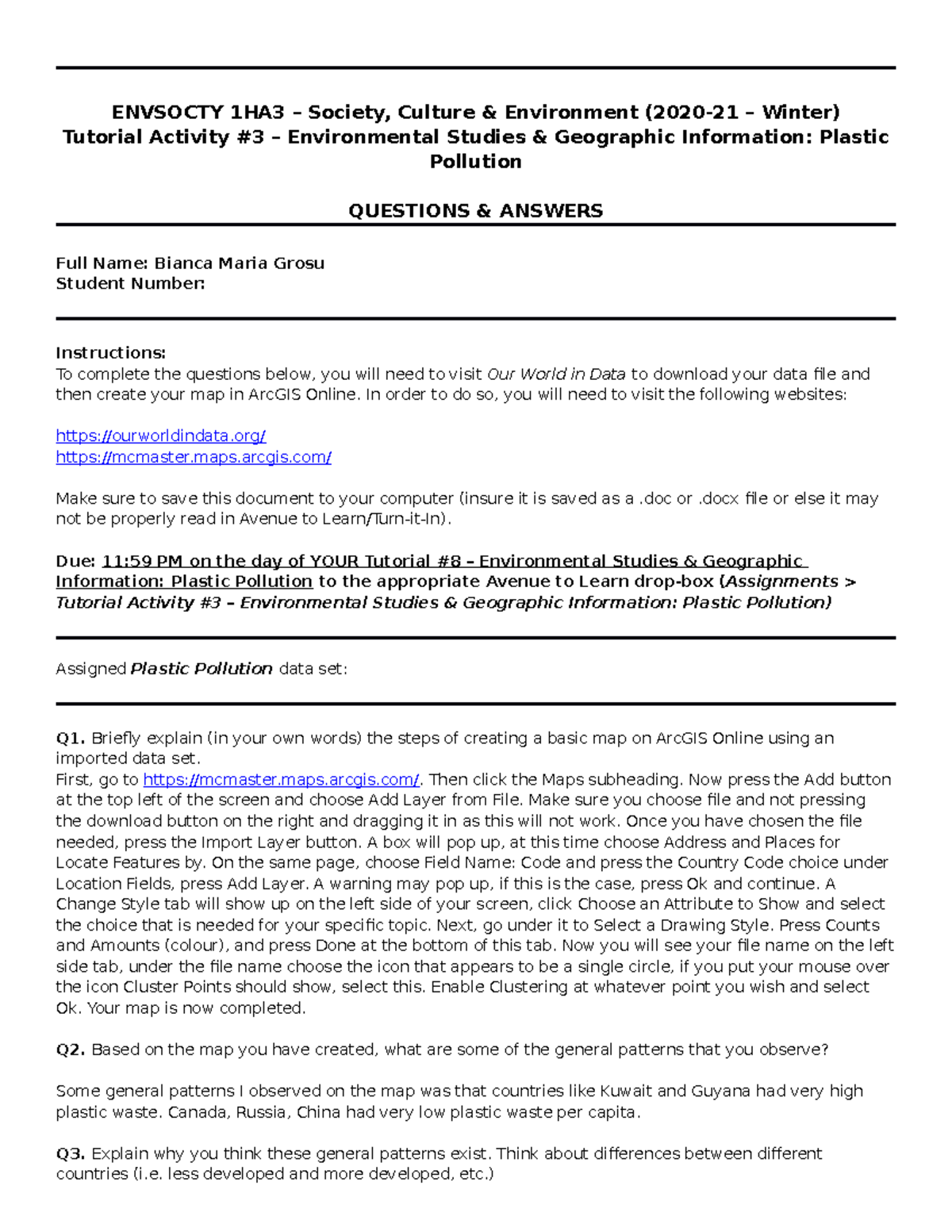 Tutorial+Activity+#3 - ENVSOCTY 1HA3 – Society, Culture & Environment ...