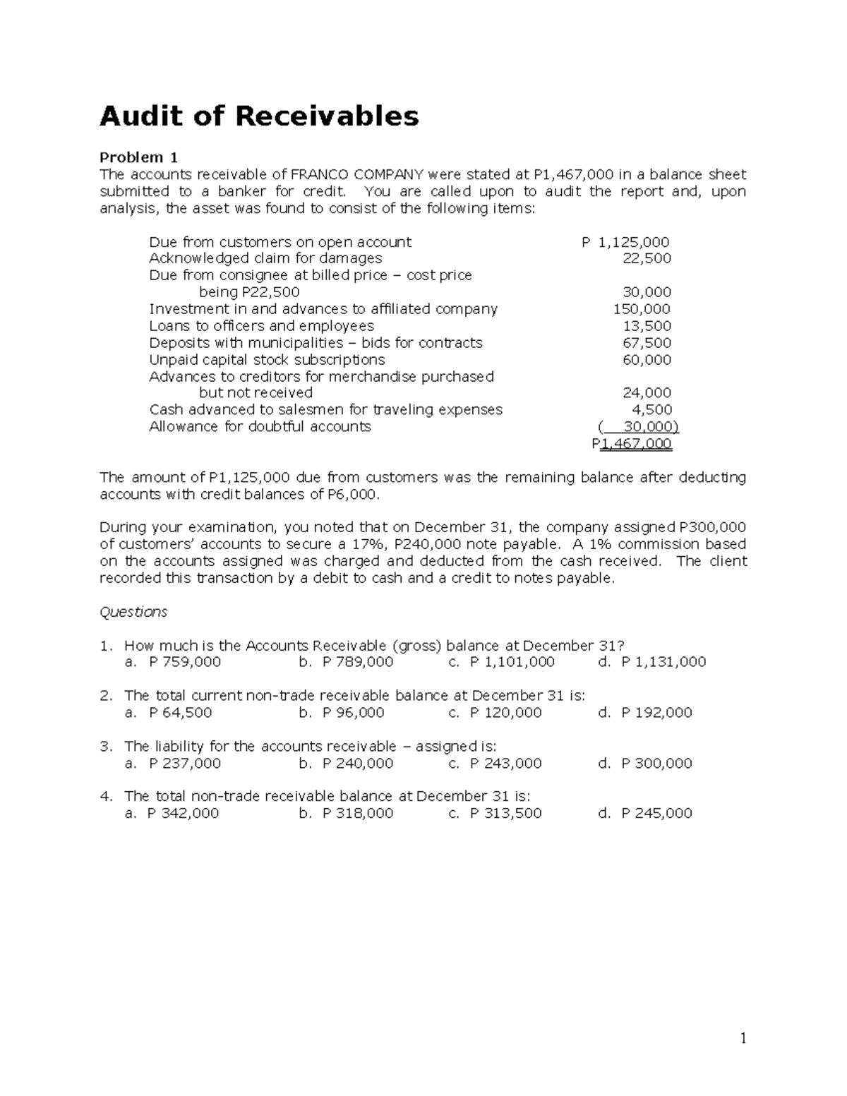 global assignment of receivables