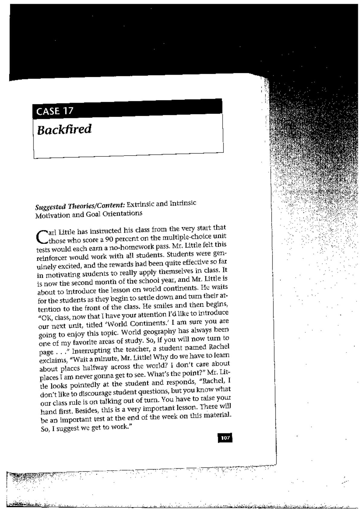 Case 17- Backfired - Case study - CASE 17 Backfired Suggested Extrinsic ...