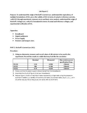 Lab #4 - lab report - Lab 4: Resistor Networks EE 001 LA Engineering ...