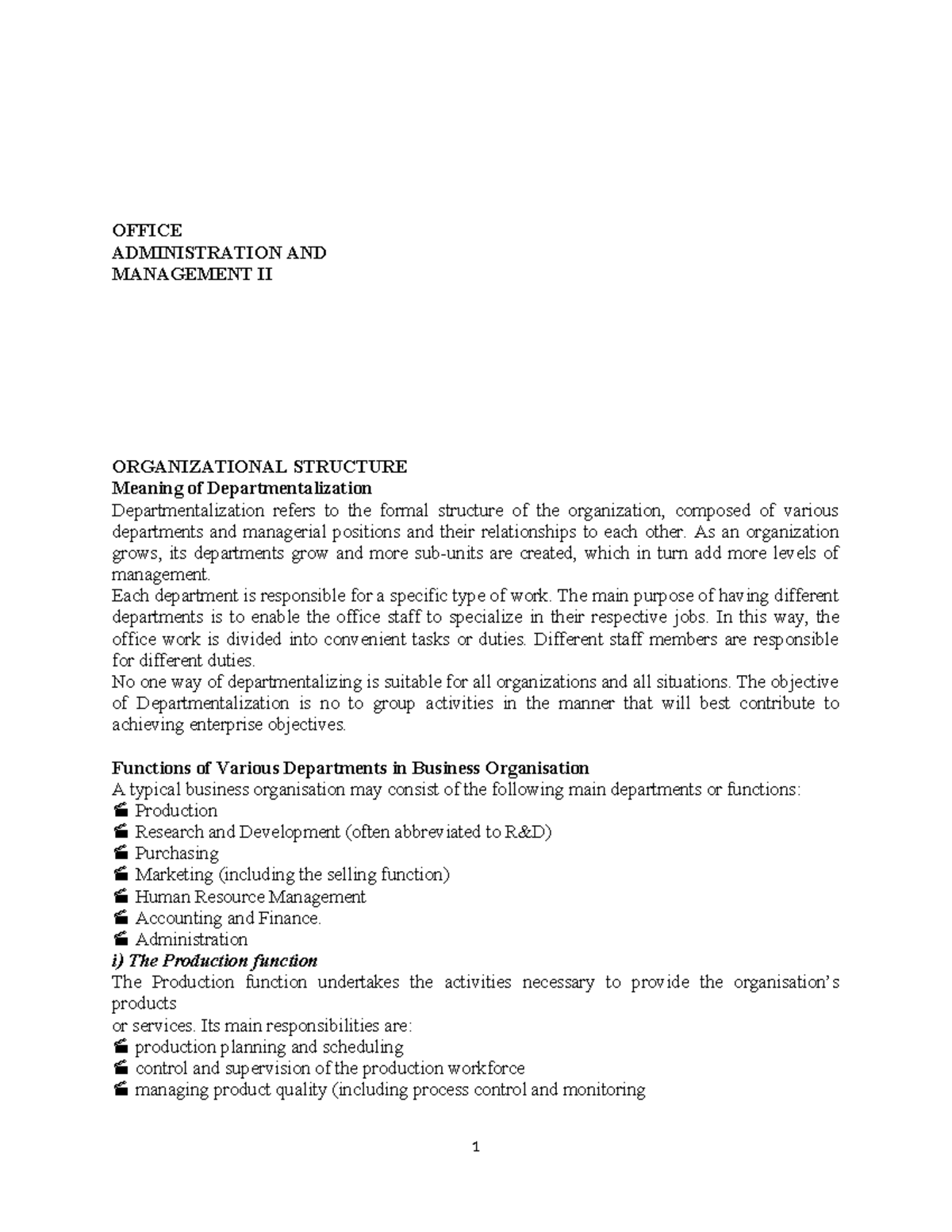Office management II - REFERENCE - OFFICE ADMINISTRATION AND MANAGEMENT ...