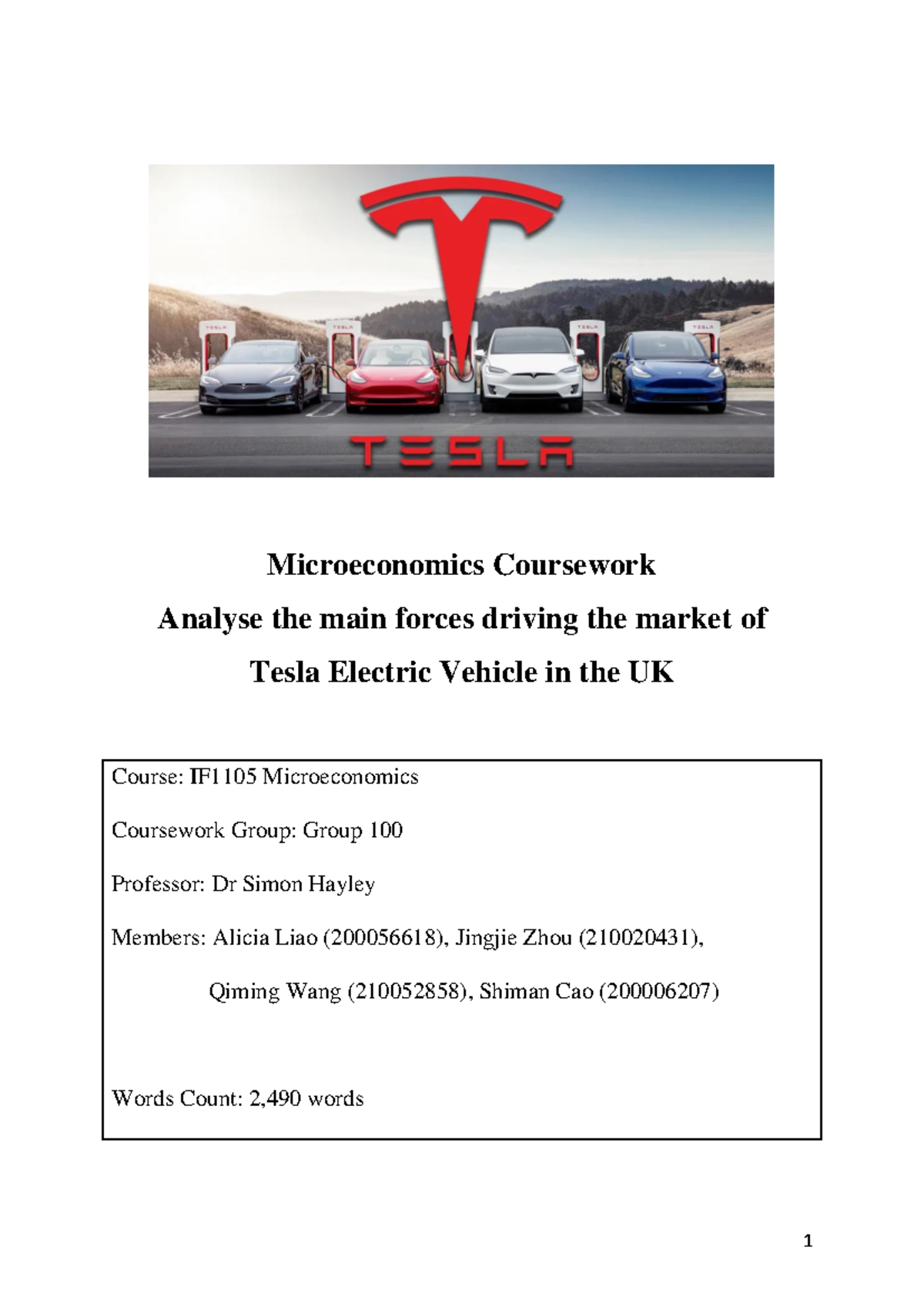 Microeconomics Coursework (Final Submission) - Microeconomics ...