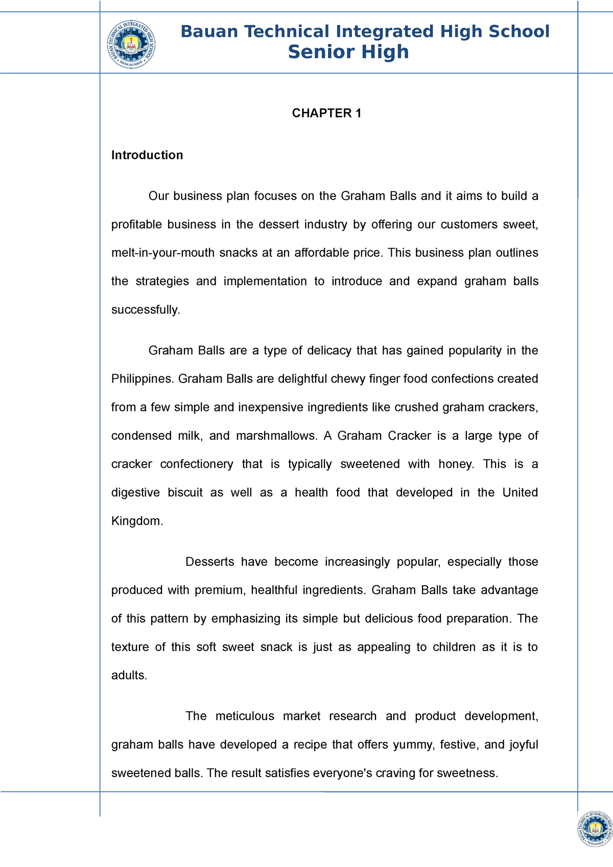 example of business plan of graham balls