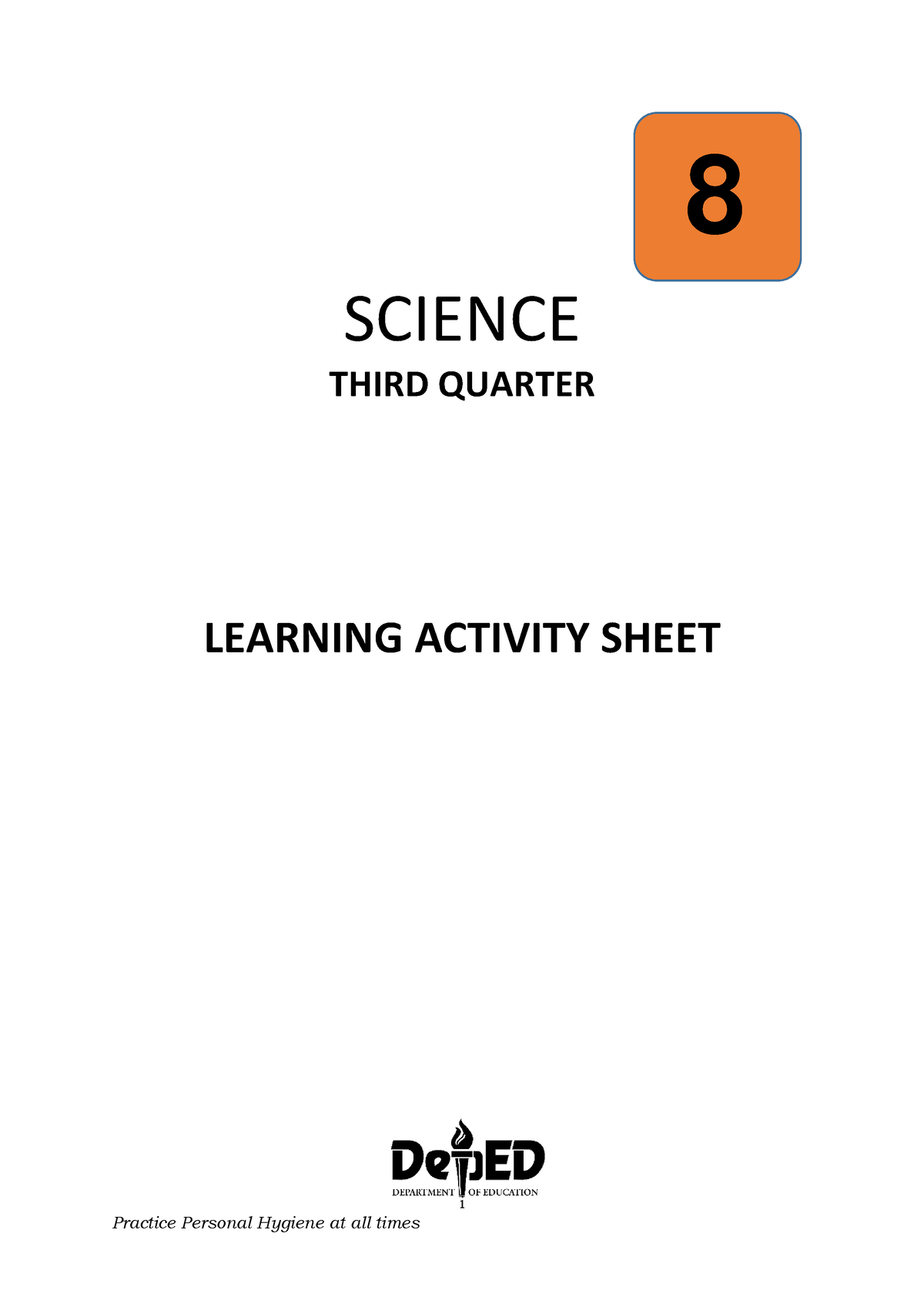 Science 8 LAS Quarter 3 - I 8 SCIENCE THIRD QUARTER LEARNING ACTIVITY ...