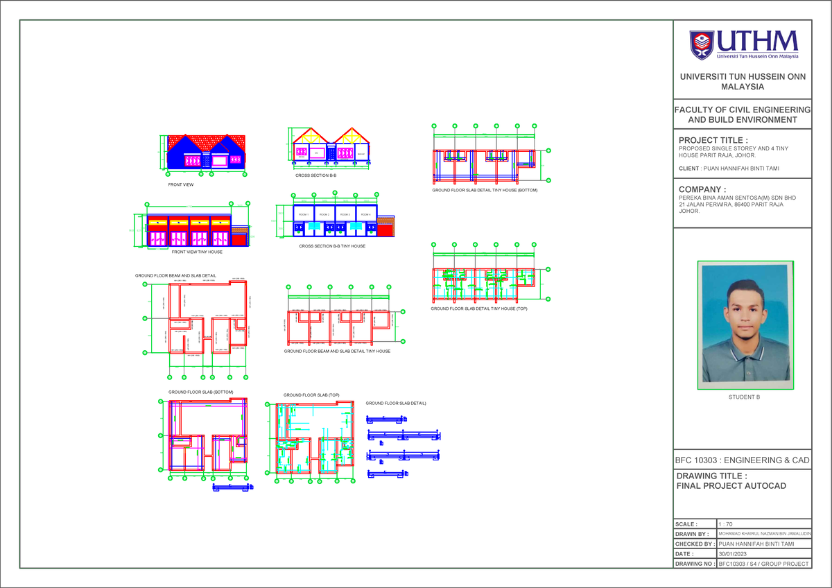 ASSIGMENT AUTOCAD - FRONT ELEVATION 14750 176003000 1650 B B6 C1 C3 C5 ...