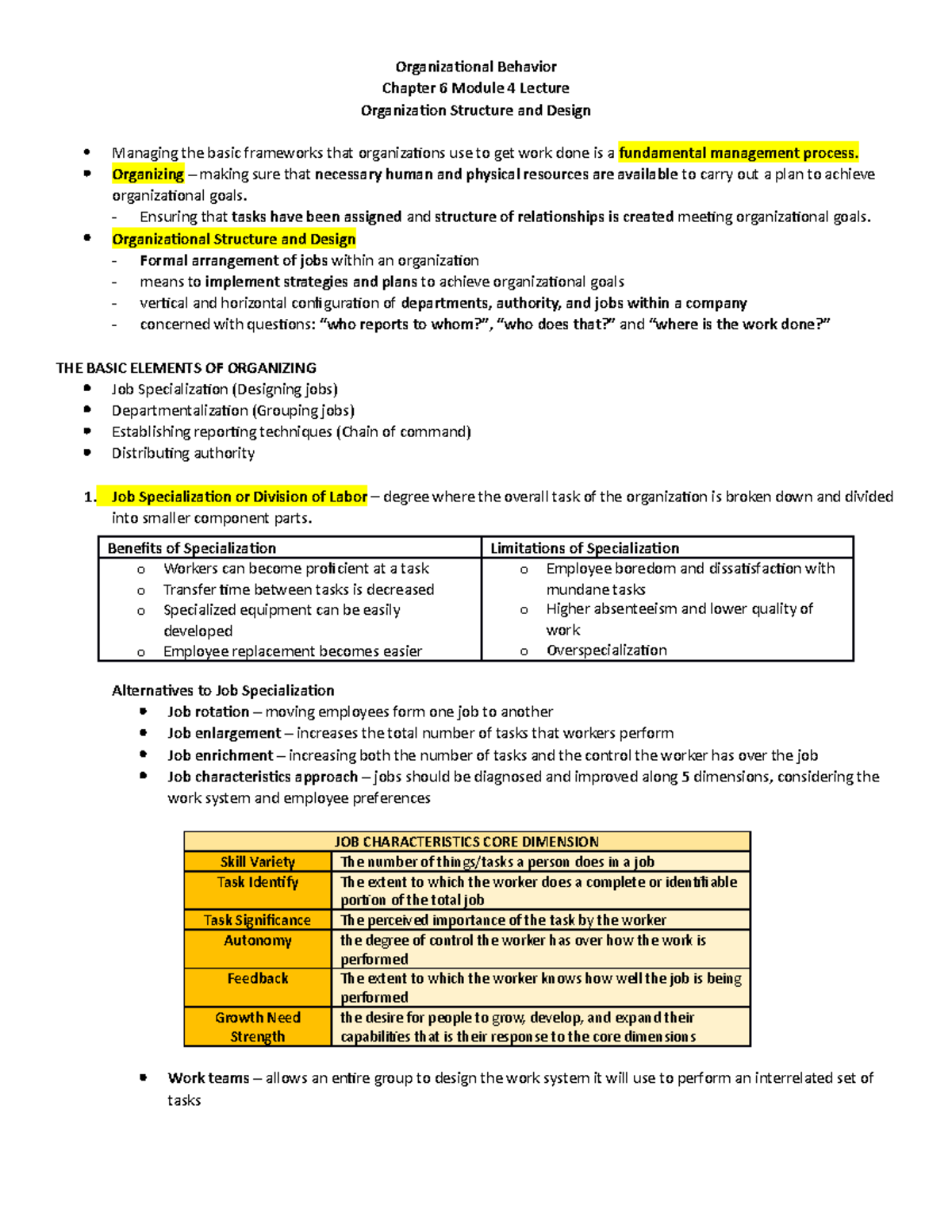 Mod-4-Orgbev - Notes - Organizational Behavior Chapter 6 Module 4 ...