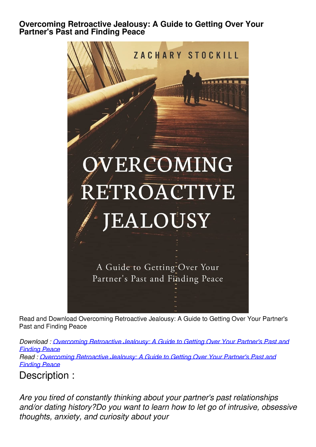 Get [PDF] Download Overcoming Retroactive Jealousy: A Guide To Getting ...