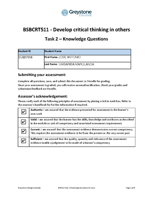 Bsbsus 511 Task 3 Assessment Instructions V1 - Greystone College ...